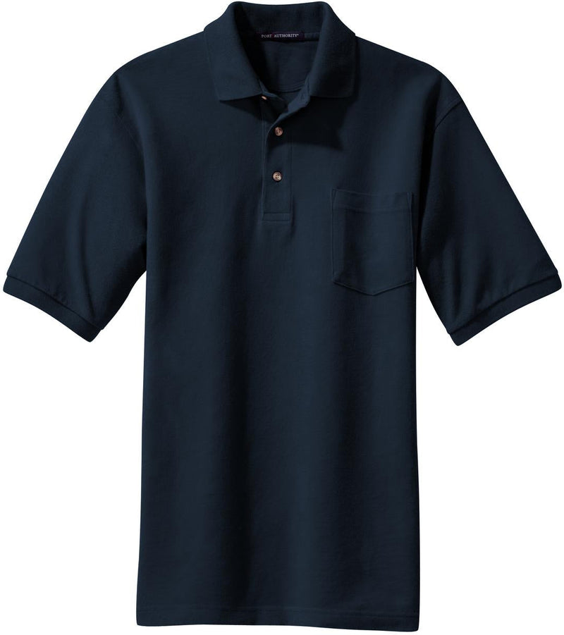Port Authority Pique Knit Polo Shirt with Pocket-Regular-Port Authority-Navy-S-Thread Logic