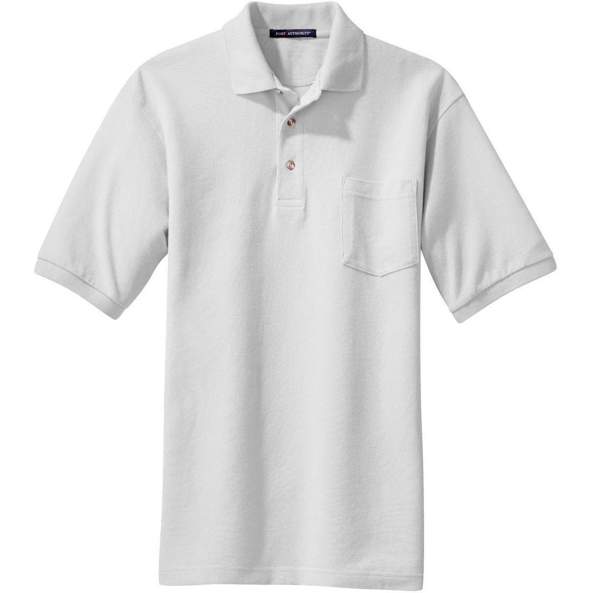 no-logo Port Authority Pique Knit Polo Shirt with Pocket-Regular-Port Authority-White-S-Thread Logic
