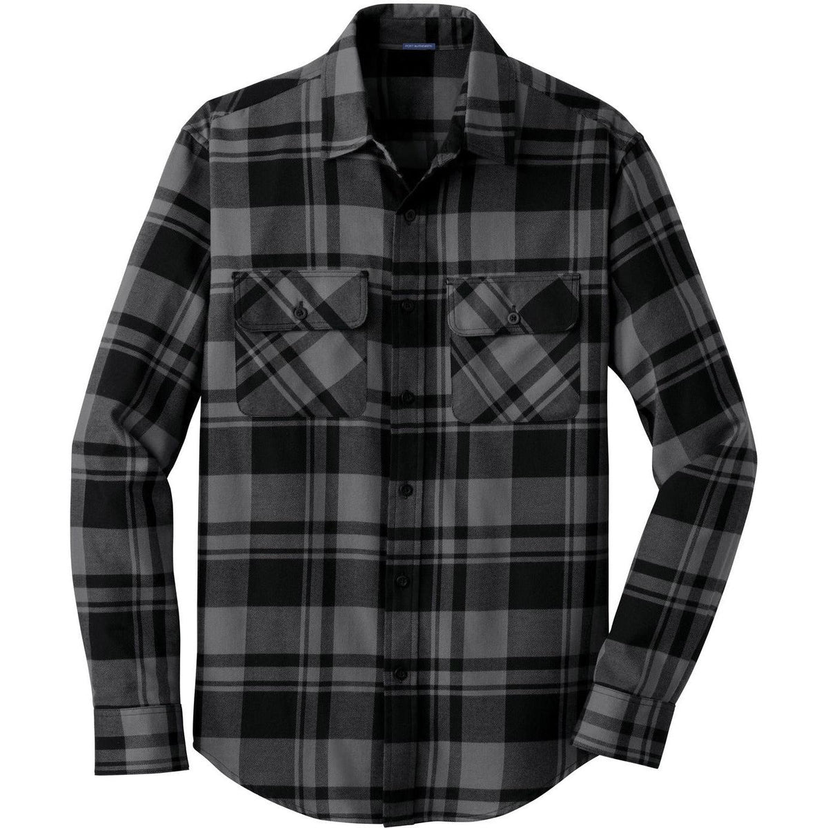 no-logo Port Authority Plaid Flannel Shirt-Dress Shirts-Port Authority-Grey/Black-XS-Thread Logic