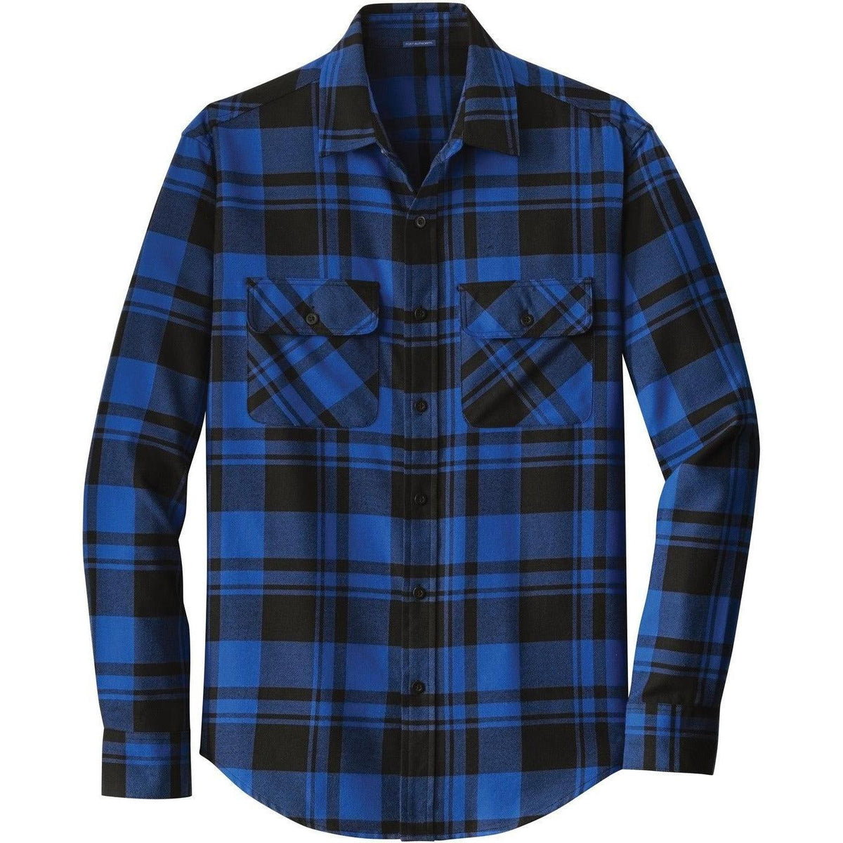 no-logo Port Authority Plaid Flannel Shirt-Dress Shirts-Port Authority-Royal/Black-XS-Thread Logic