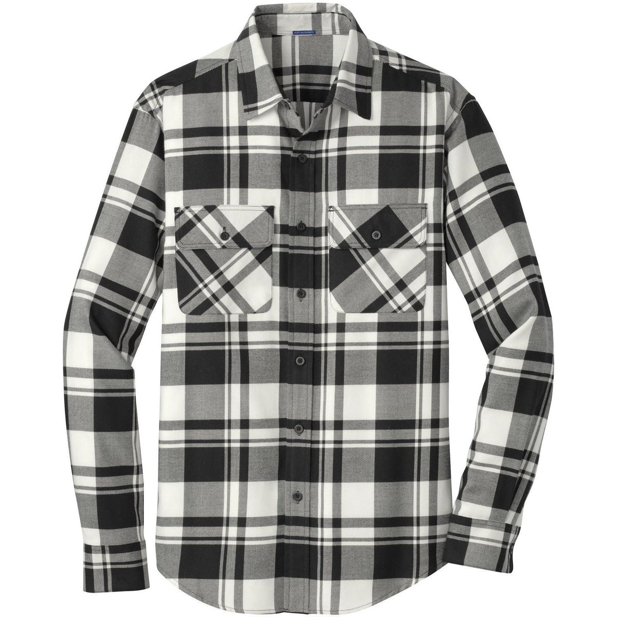 no-logo Port Authority Plaid Flannel Shirt-Dress Shirts-Port Authority-Snow White/Black-XS-Thread Logic