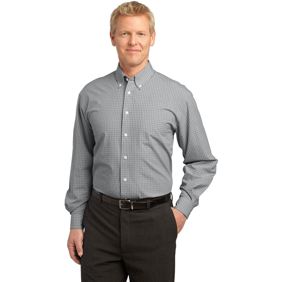 no-logo Port Authority Plaid Pattern Easy Care Shirt-Dress Shirts-Port Authority-Thread Logic