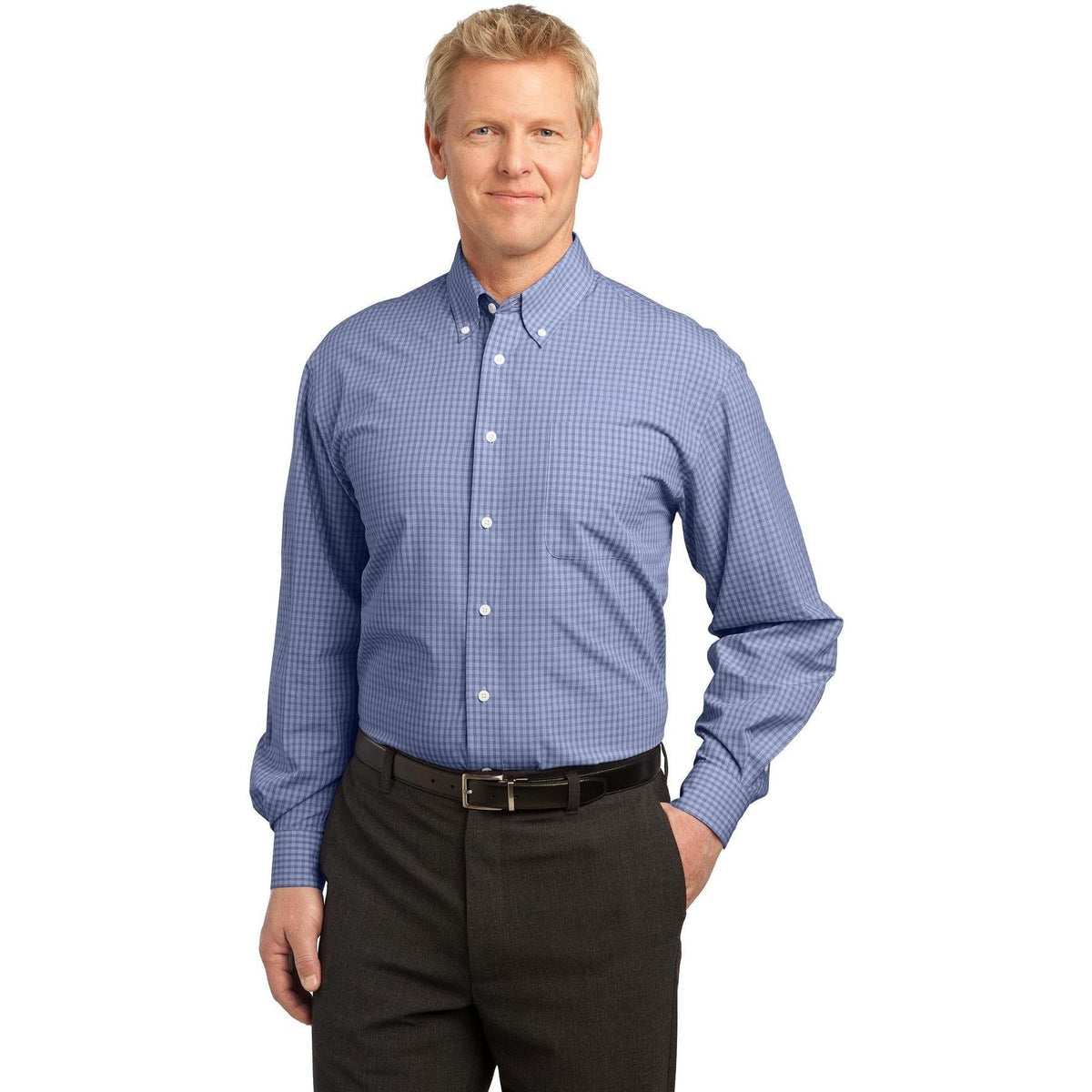 no-logo Port Authority Plaid Pattern Easy Care Shirt-Dress Shirts-Port Authority-Thread Logic