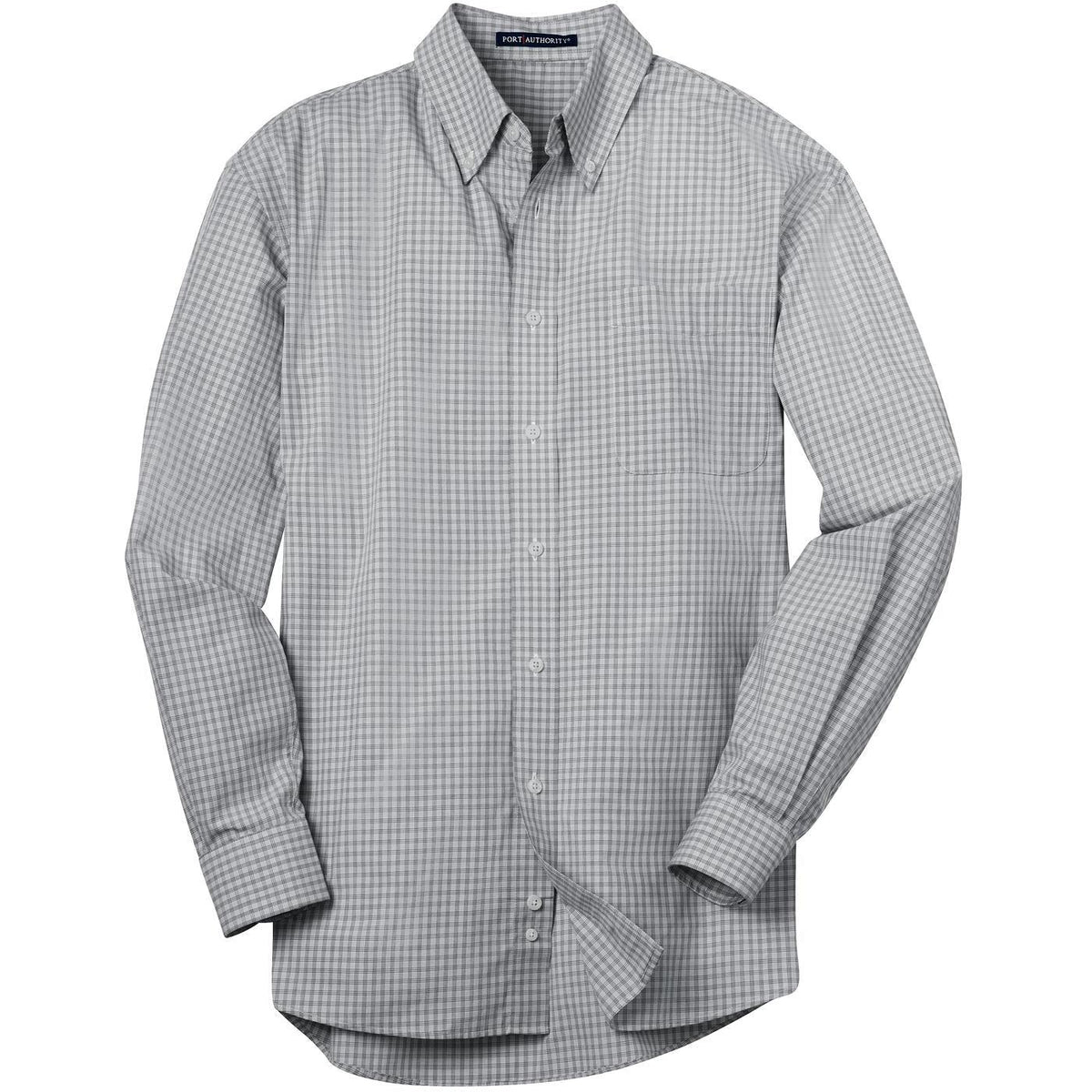no-logo Port Authority Plaid Pattern Easy Care Shirt-Dress Shirts-Port Authority-Charcoal-S-Thread Logic