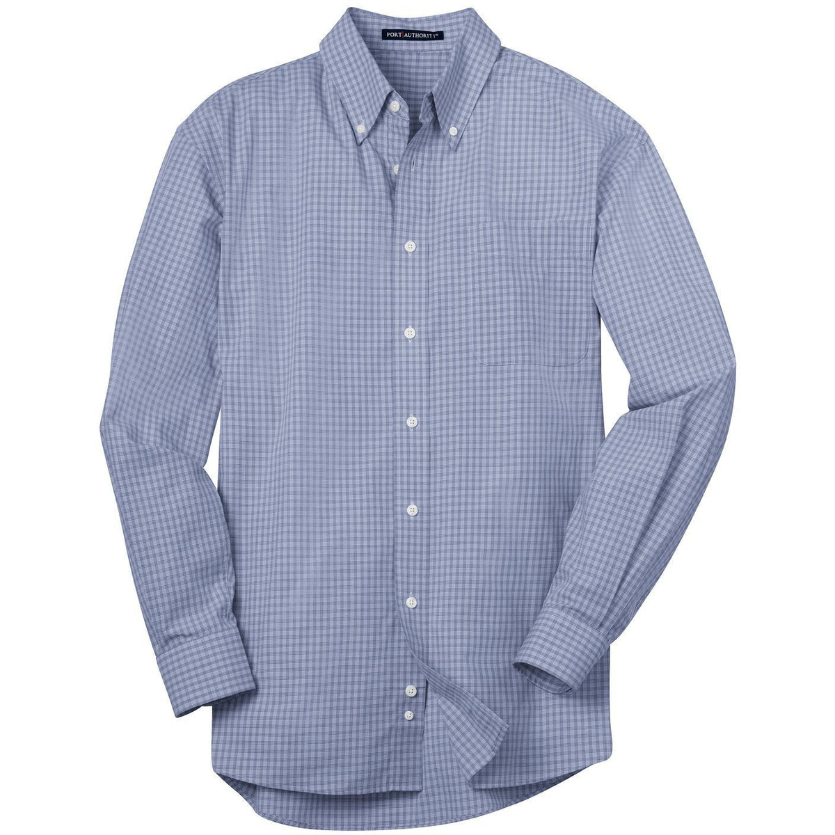no-logo Port Authority Plaid Pattern Easy Care Shirt-Dress Shirts-Port Authority-Navy-S-Thread Logic