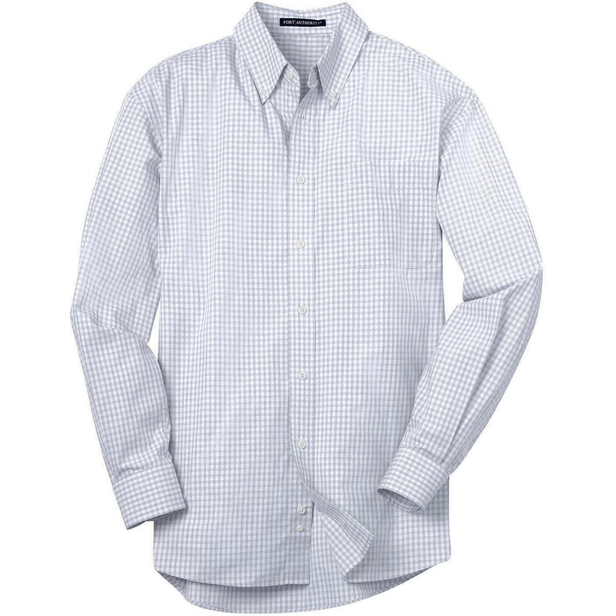 no-logo Port Authority Plaid Pattern Easy Care Shirt-Dress Shirts-Port Authority-White-S-Thread Logic