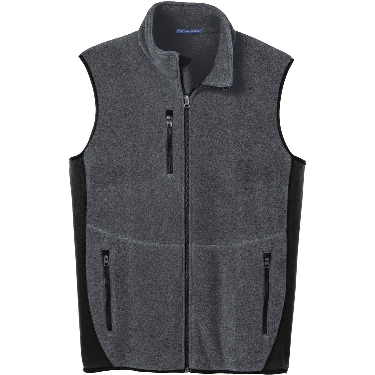 no-logo Port Authority R-Tek Pro Fleece Full-Zip Vest-Vests-Port Authority-Charcoal Heather/Black-S-Thread Logic