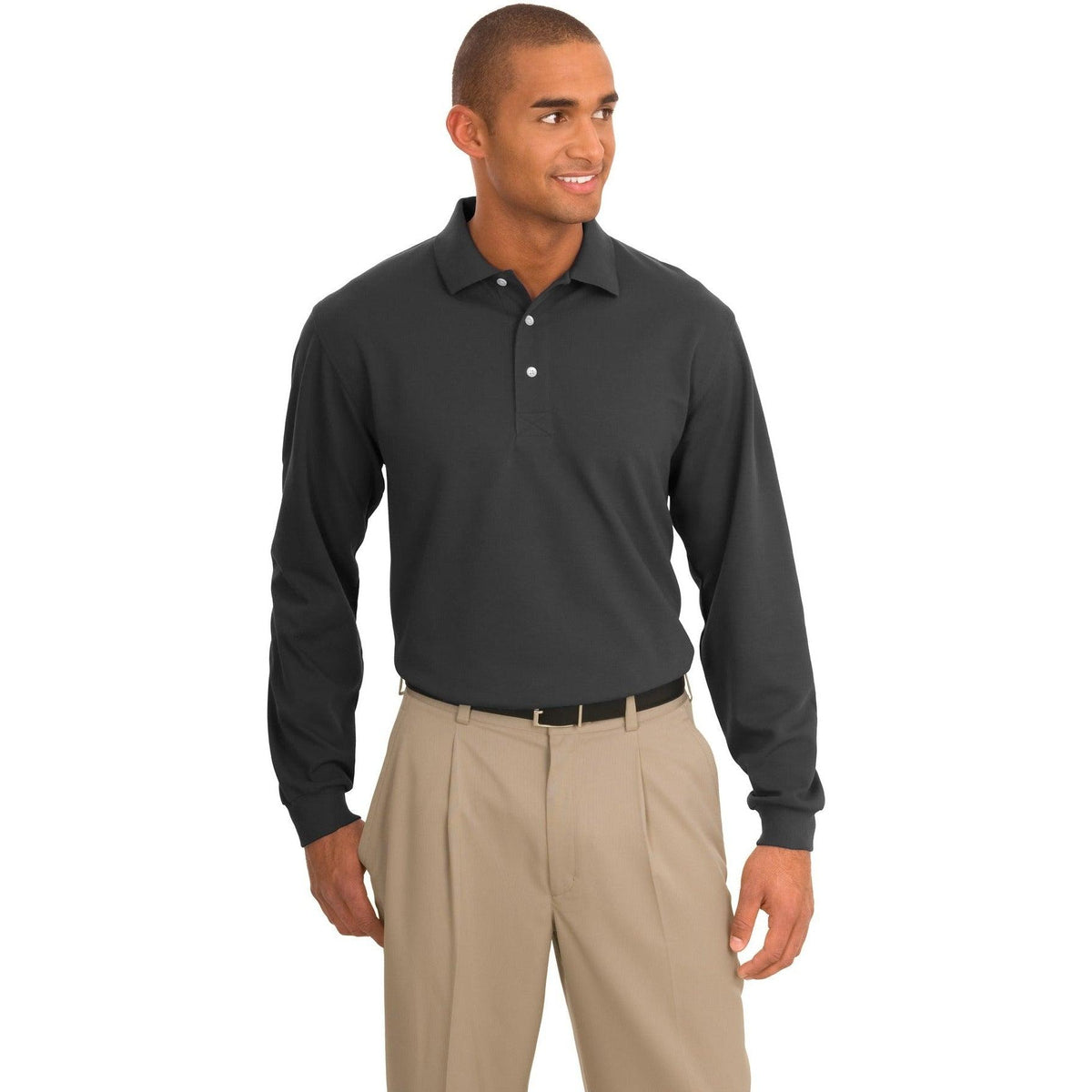 no-logo Port Authority Rapid Dry Long Sleeve Polo-Regular-Port Authority-Thread Logic