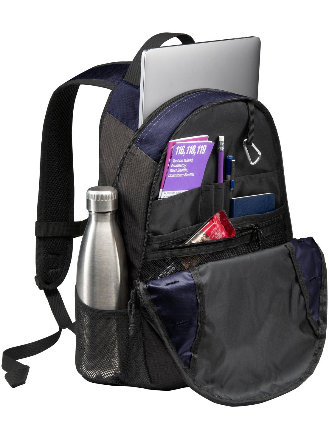 no-logo Port Authority Ridge Backpack-Regular-Port Authority-Deep Navy/Dark Charcoal-Thread Logic