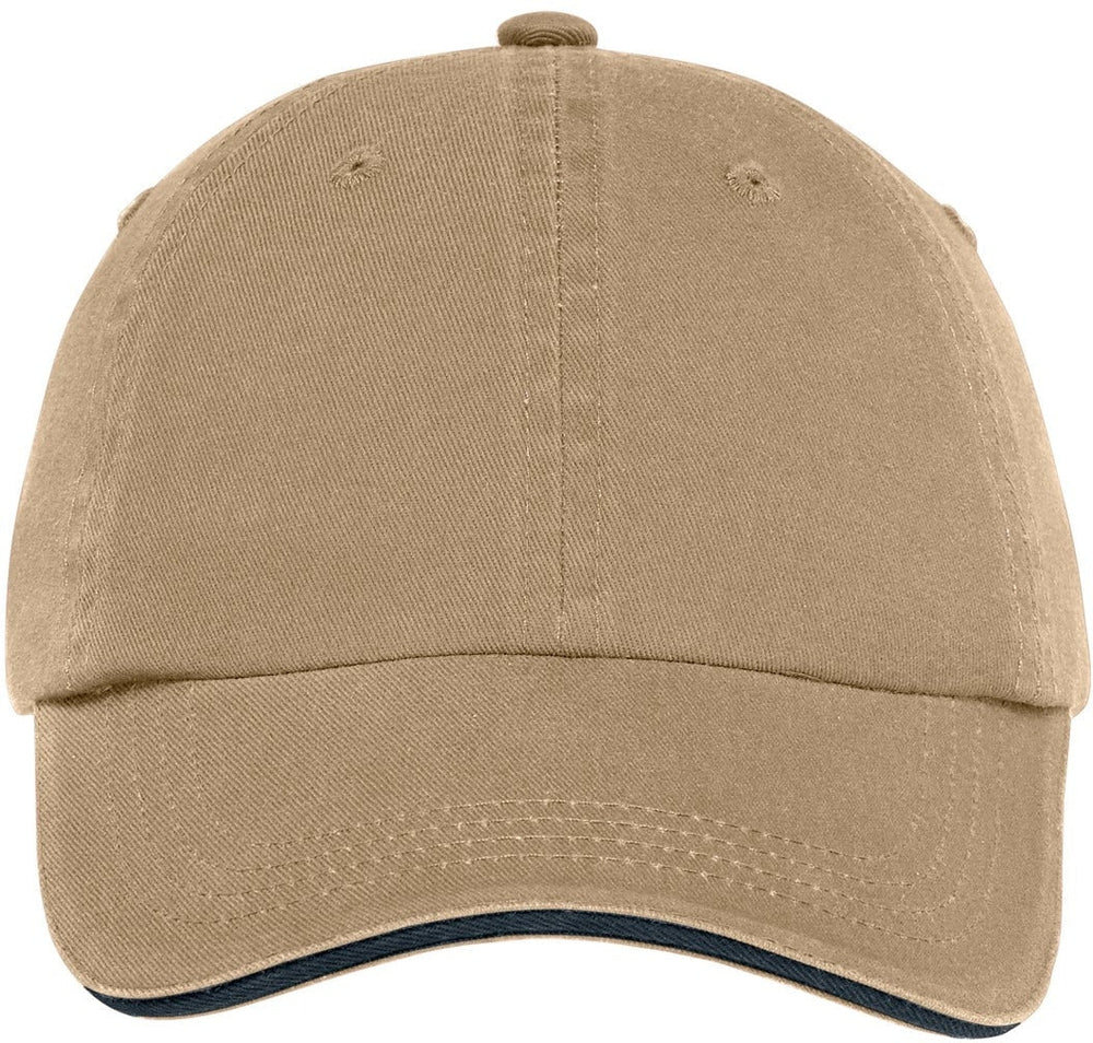 Port Authority Sandwich Bill Cap-Regular-Port Authority-Khaki/Charcoal Blue-OSFA-Thread Logic 