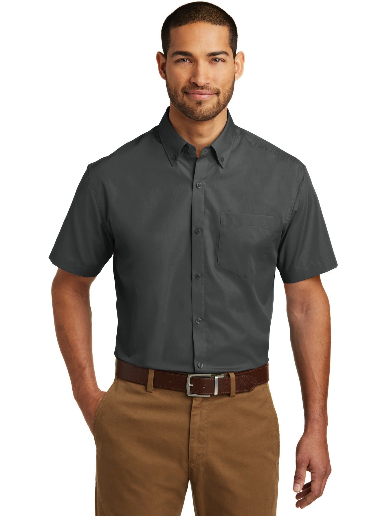 no-logo Port Authority Short Sleeve Carefree Poplin Shirt-Discontinued-Port Authority-Thread Logic