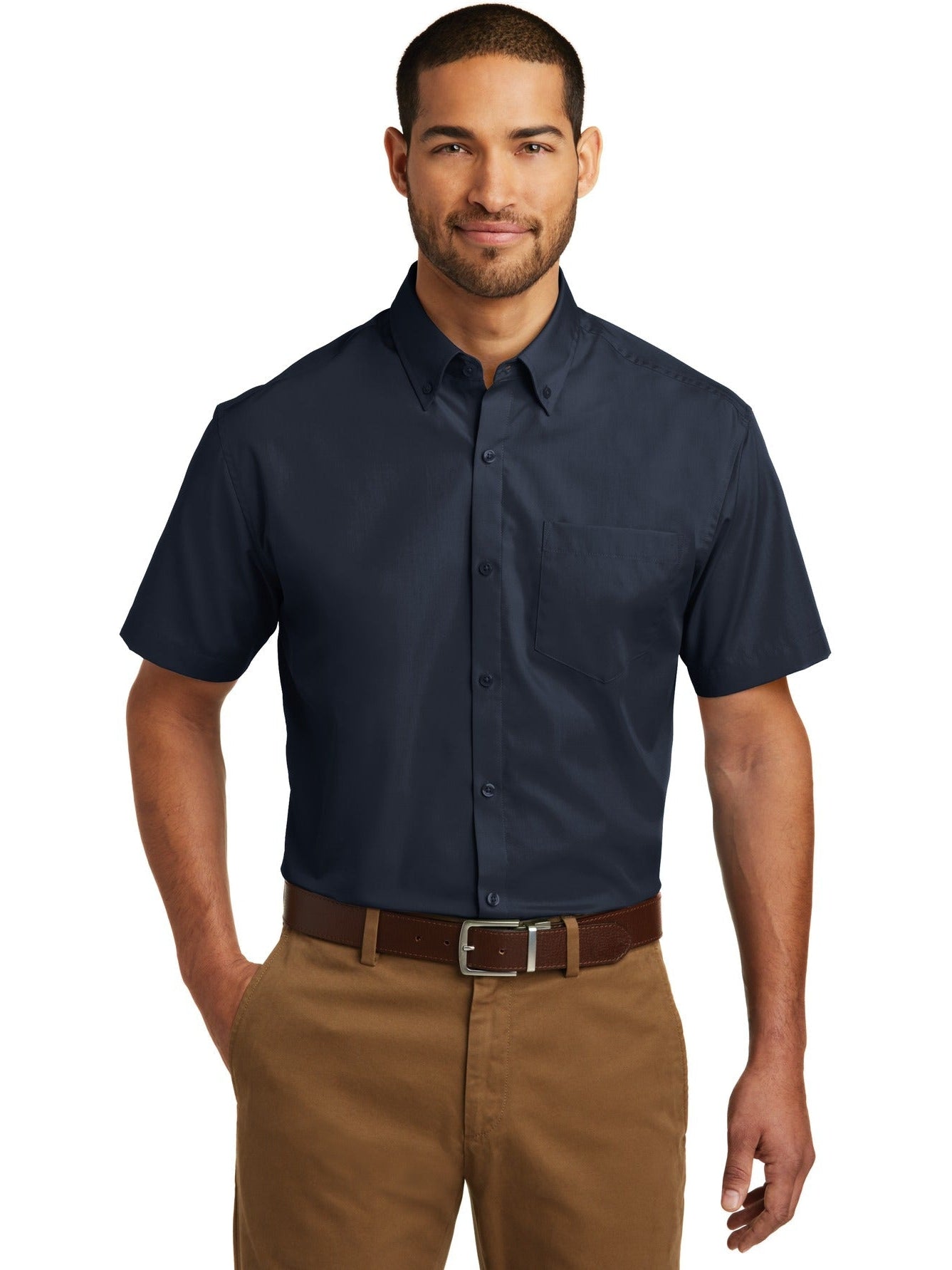 no-logo Port Authority Short Sleeve Carefree Poplin Shirt-Discontinued-Port Authority-Thread Logic