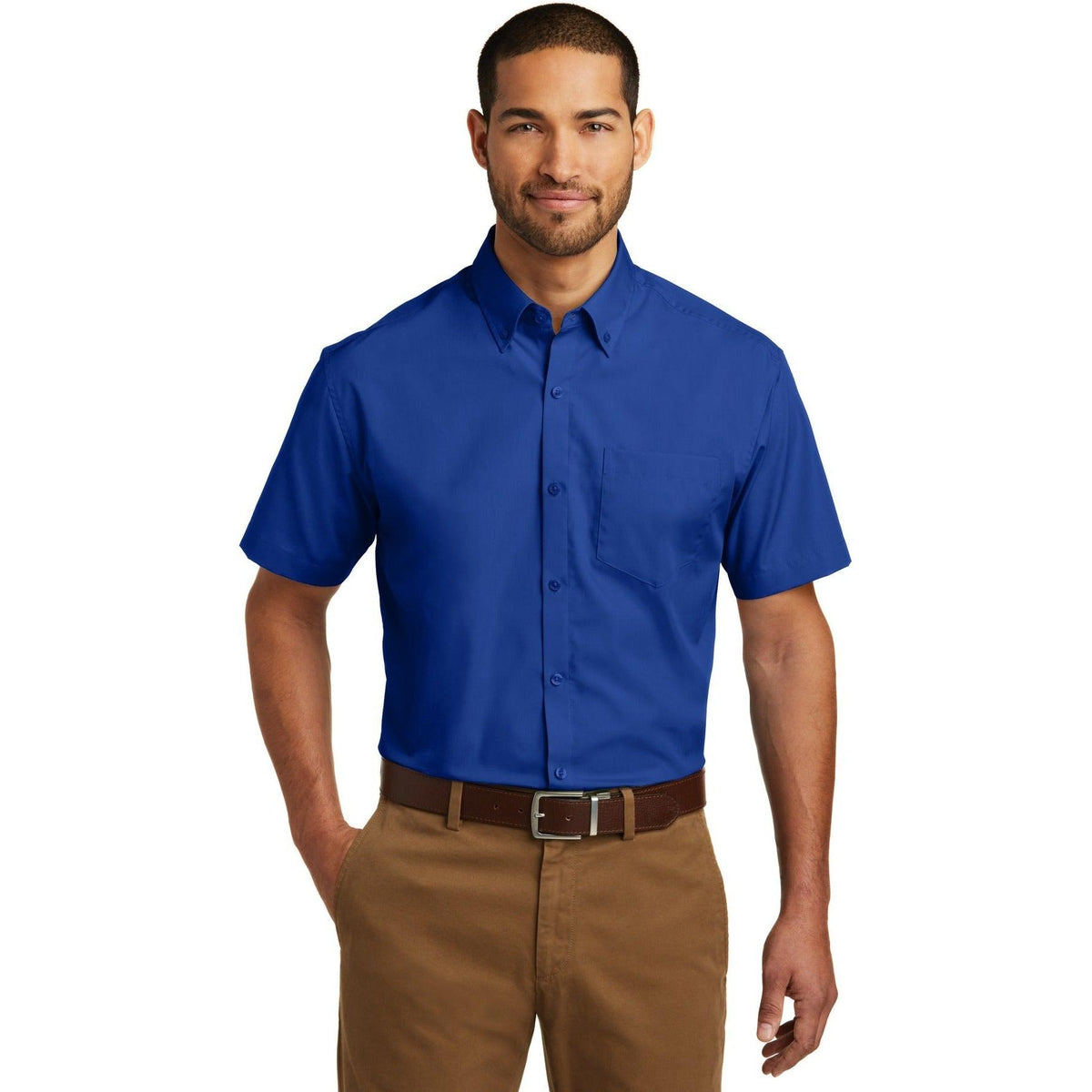 no-logo Port Authority Short Sleeve Carefree Poplin Shirt-Dress Shirts-Port Authority-Thread Logic