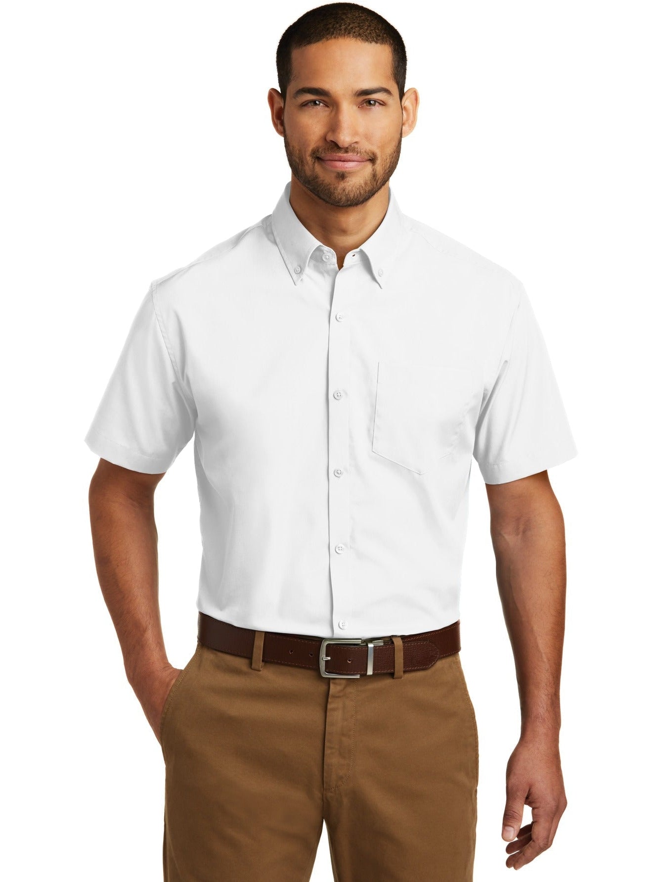 no-logo Port Authority Short Sleeve Carefree Poplin Shirt-Discontinued-Port Authority-Thread Logic
