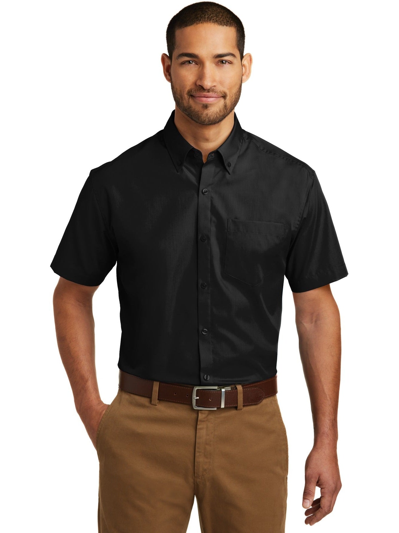 no-logo Port Authority Short Sleeve Carefree Poplin Shirt-Discontinued-Port Authority-Thread Logic