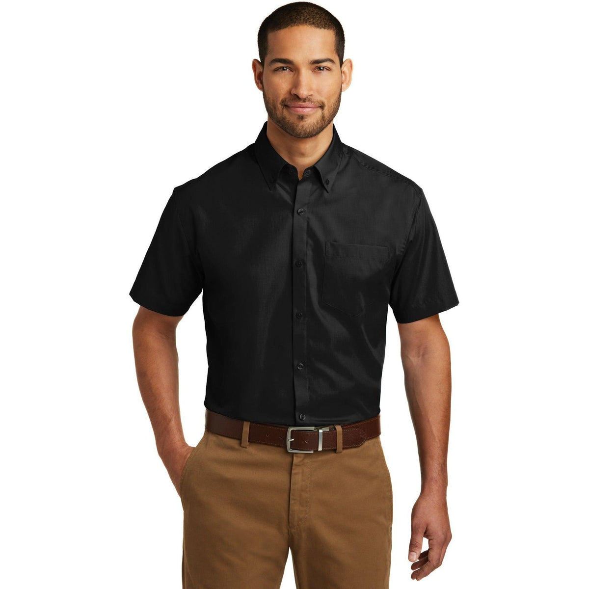 no-logo Port Authority Short Sleeve Carefree Poplin Shirt-Dress Shirts-Port Authority-Thread Logic