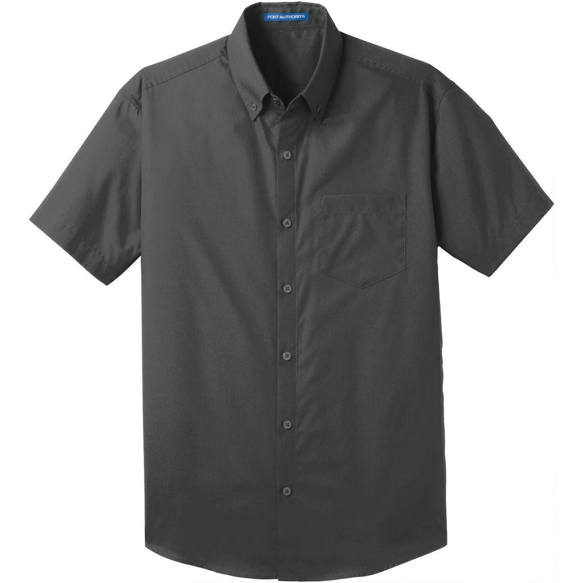 no-logo Port Authority Short Sleeve Carefree Poplin Shirt-Dress Shirts-Port Authority-Graphite-S-Thread Logic