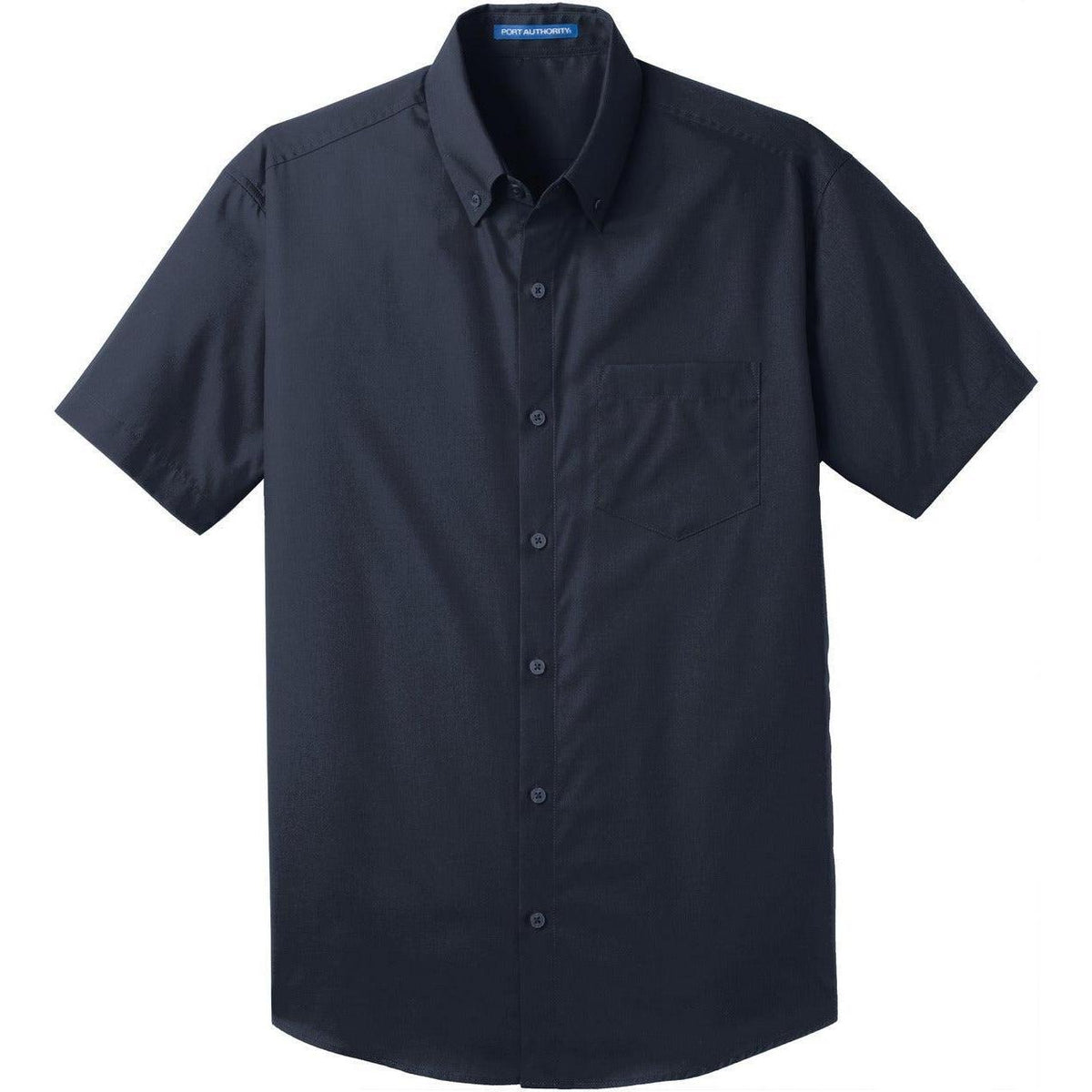 no-logo Port Authority Short Sleeve Carefree Poplin Shirt-Dress Shirts-Port Authority-River Blue Navy-S-Thread Logic