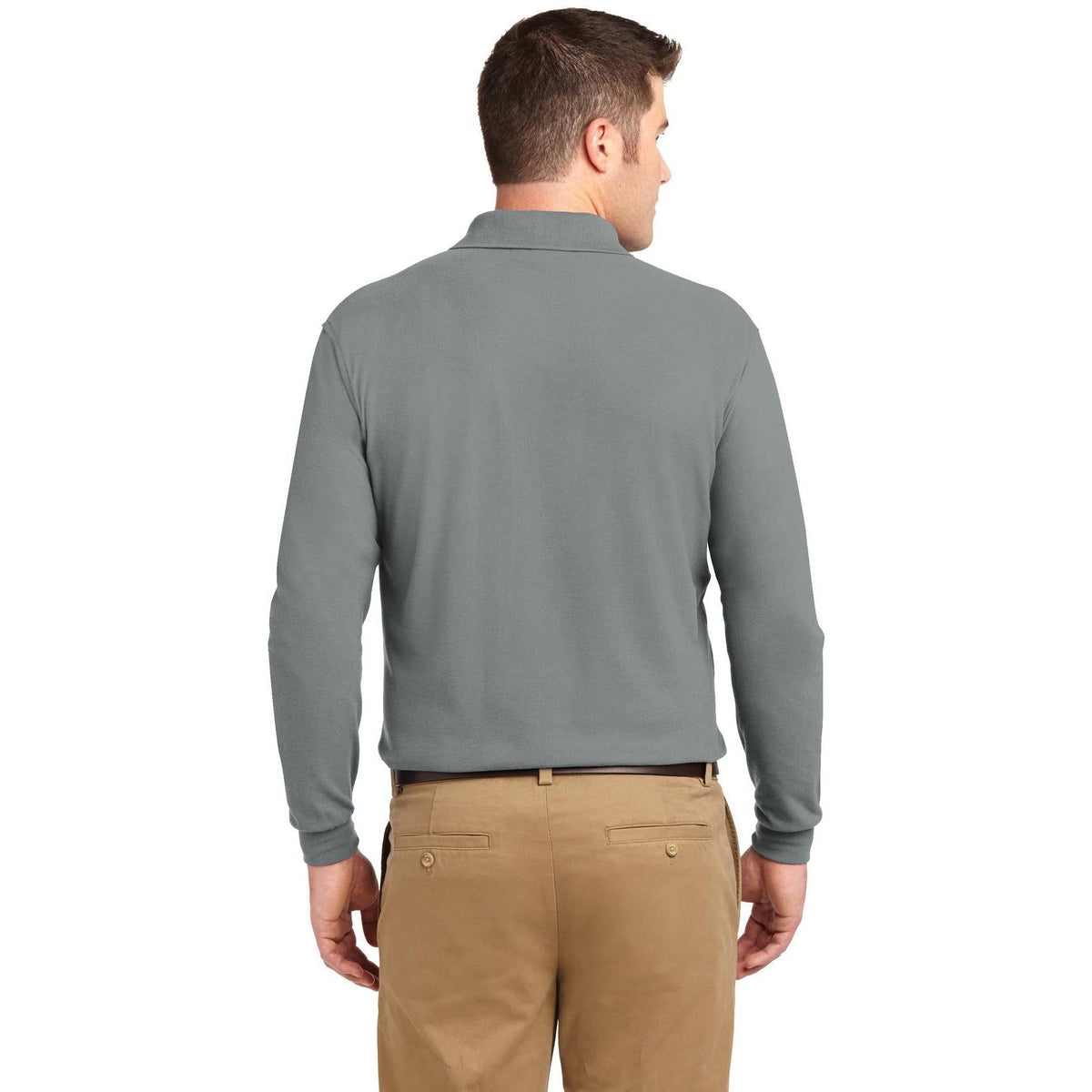 no-logo Port Authority Silk Touch Long Sleeve Polo-Polos-Port Authority-Thread Logic