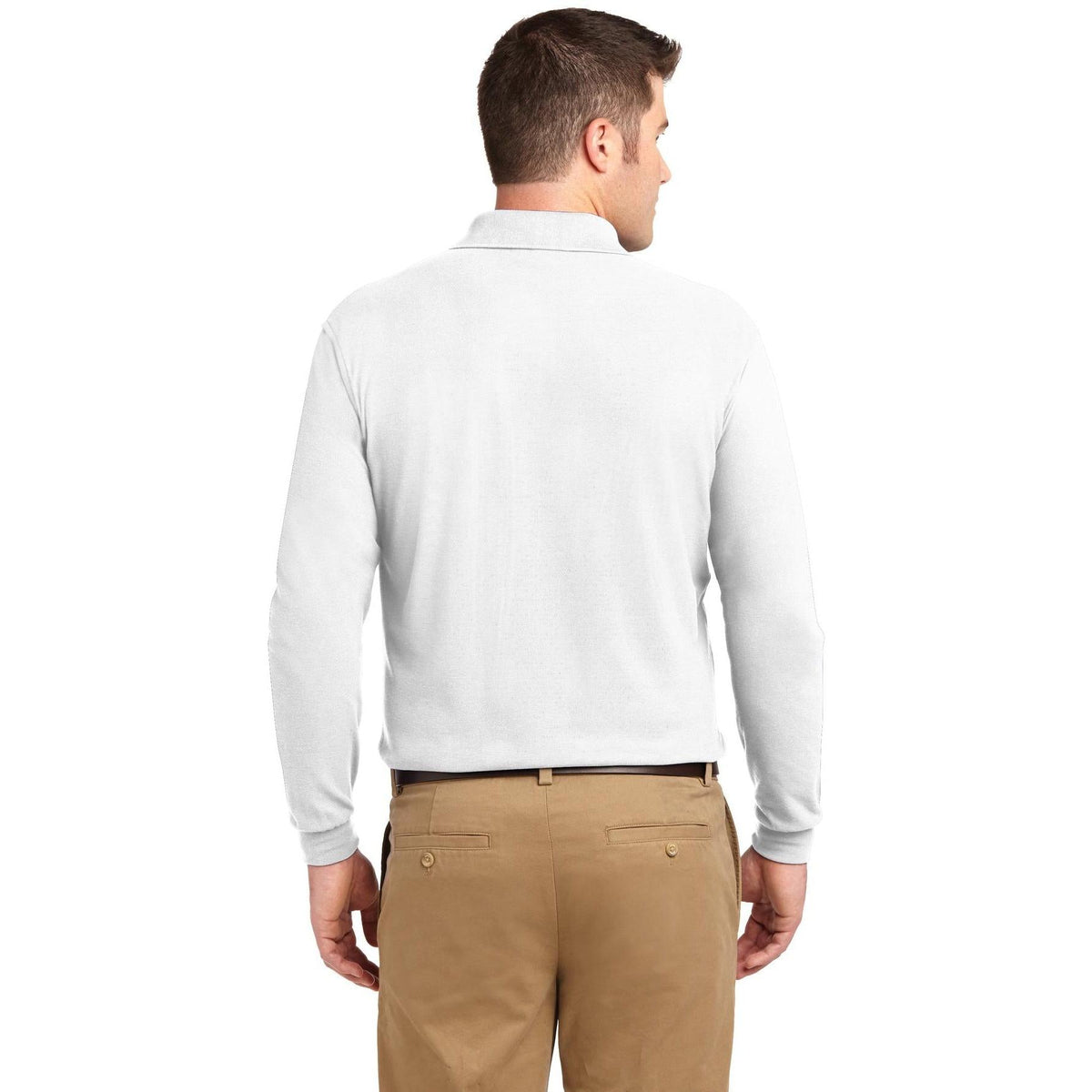 no-logo Port Authority Silk Touch Long Sleeve Polo-Polos-Port Authority-Thread Logic