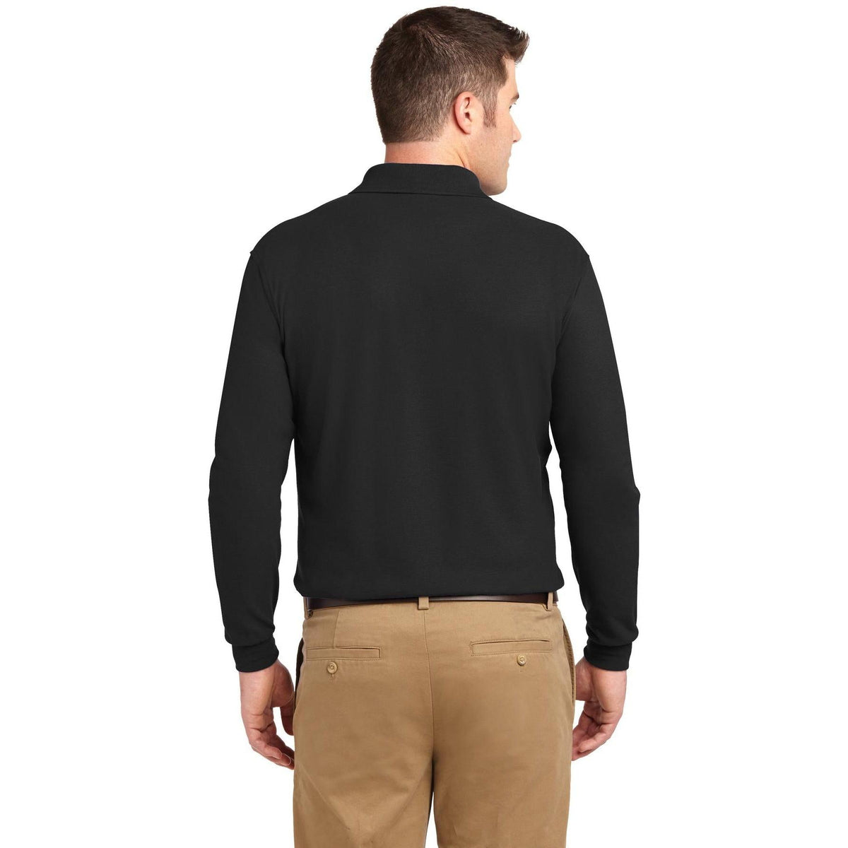no-logo Port Authority Silk Touch Long Sleeve Polo-Polos-Port Authority-Thread Logic