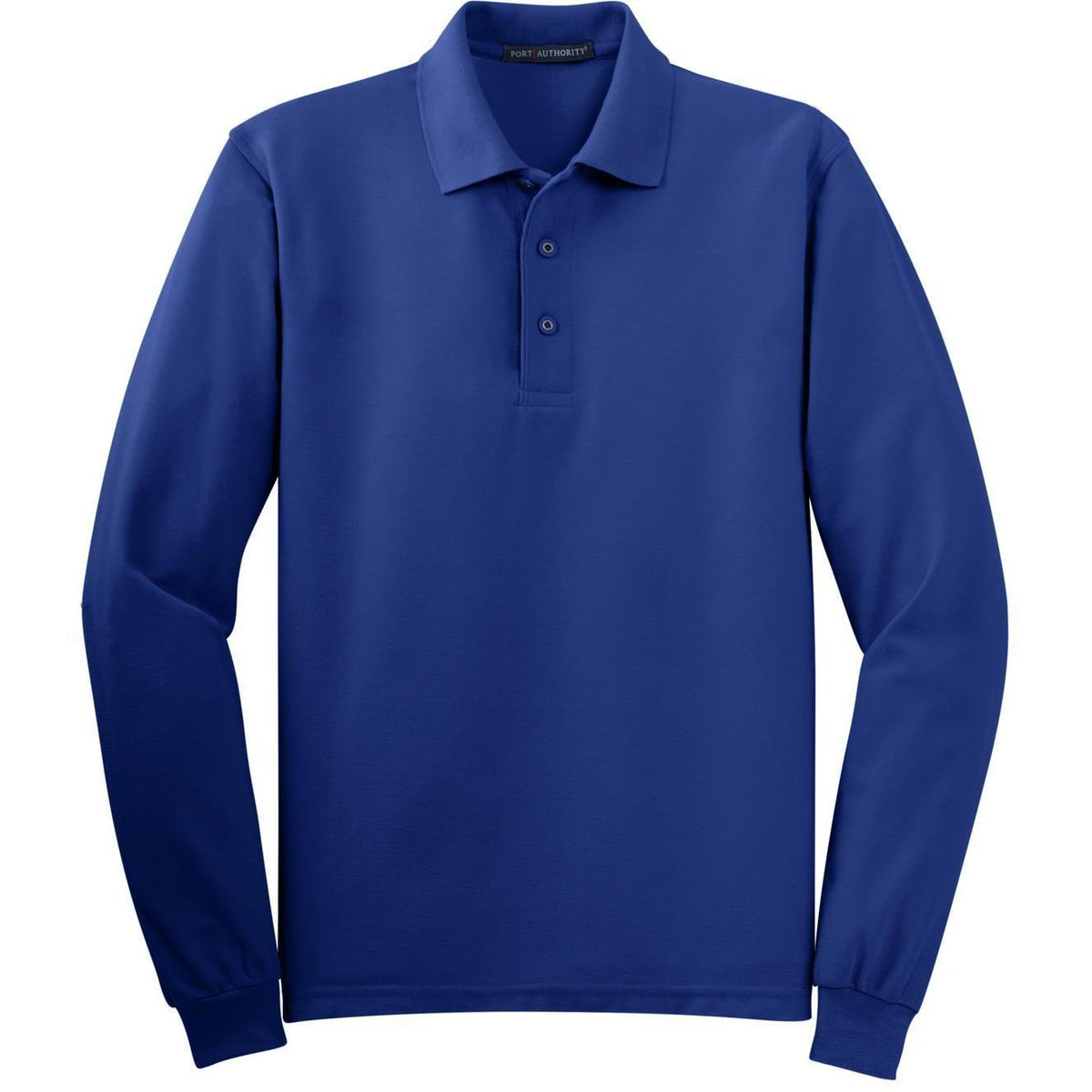 logo-left Port Authority Silk Touch Long Sleeve Polo-Polos-Port Authority-Royal-S-Thread Logic