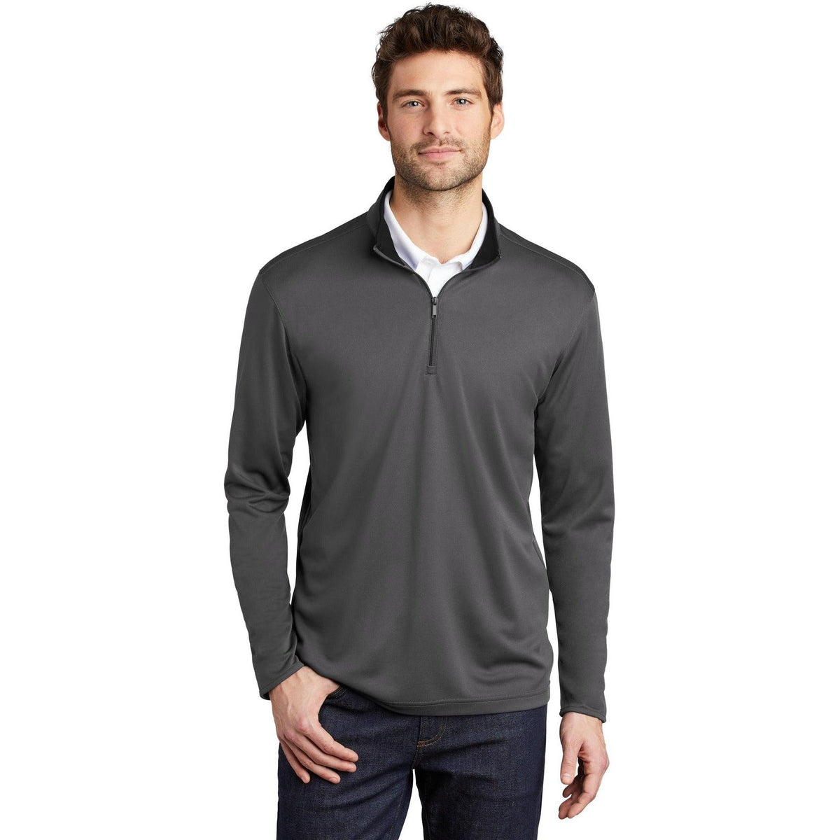 no-logo Port Authority Silk Touch Performance 1/4-Zip-Quarter Zips-Port Authority-Thread Logic