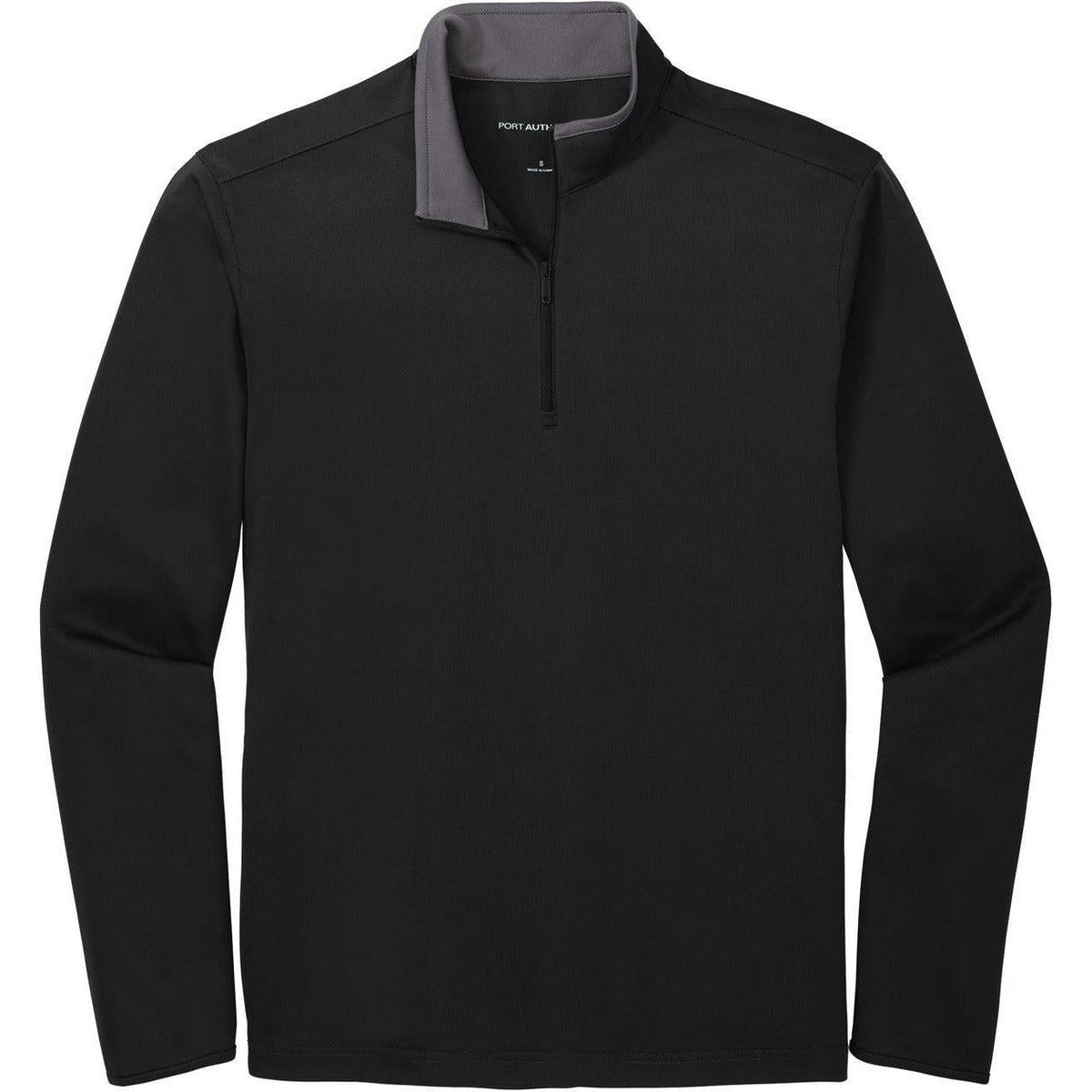 no-logo Port Authority Silk Touch Performance 1/4-Zip-Quarter Zips-Port Authority-Black/Steel Grey-S-Thread Logic