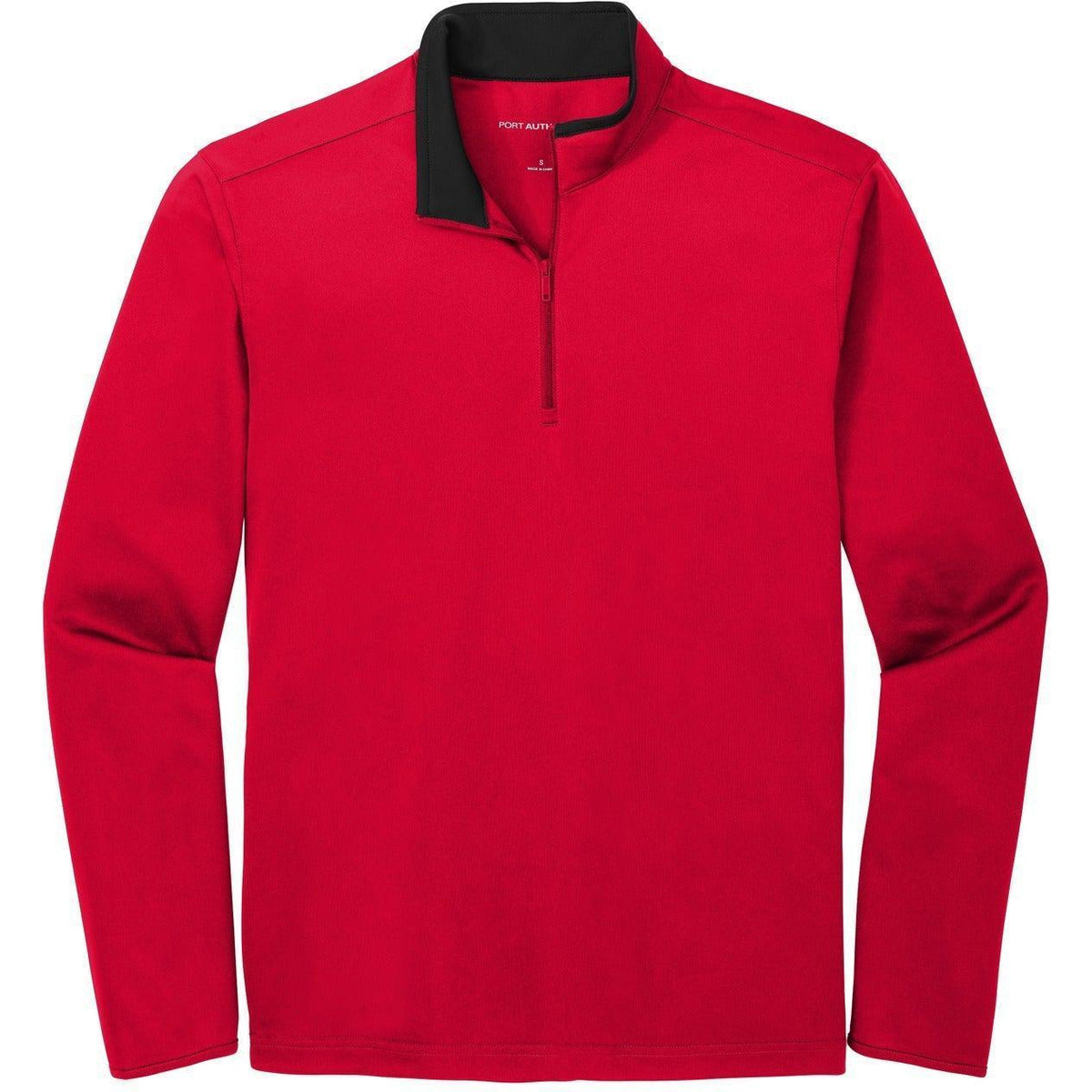 no-logo Port Authority Silk Touch Performance 1/4-Zip-Quarter Zips-Port Authority-Red/Black-S-Thread Logic