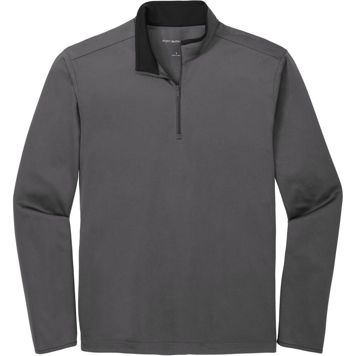 no-logo Port Authority Silk Touch Performance 1/4-Zip-Quarter Zips-Port Authority-Steel Grey/Black-S-Thread Logic