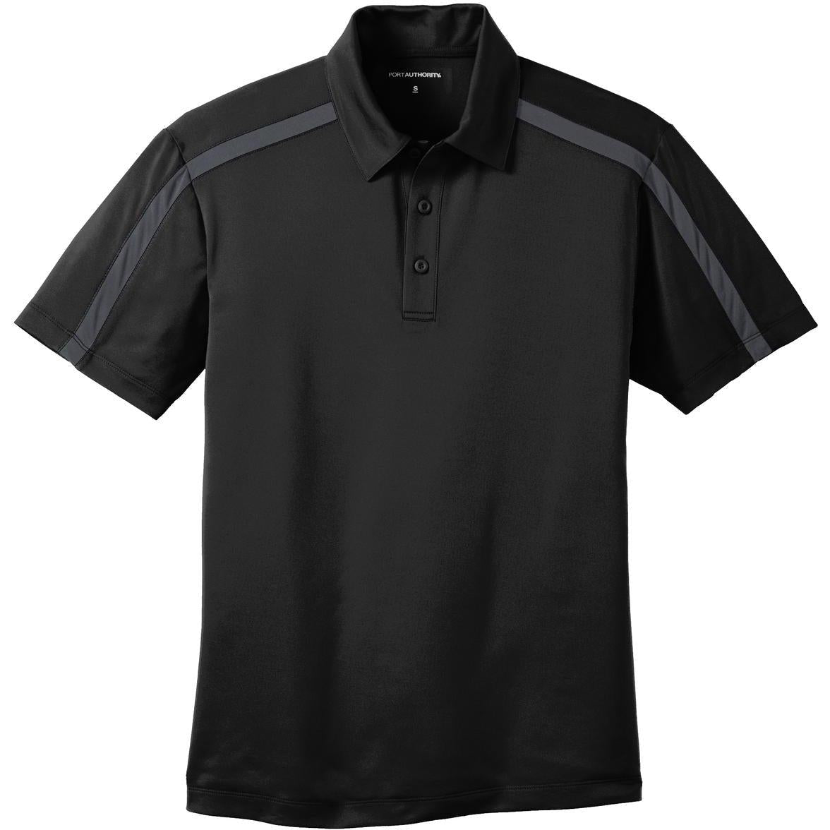 no-logo Port Authority Silk Touch Performance Colorblock Stripe-Regular-Port Authority-Black/Steel Grey-S-Thread Logic