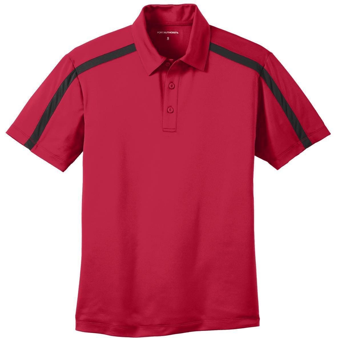 no-logo Port Authority Silk Touch Performance Colorblock Stripe-Regular-Port Authority-Red/Black-S-Thread Logic