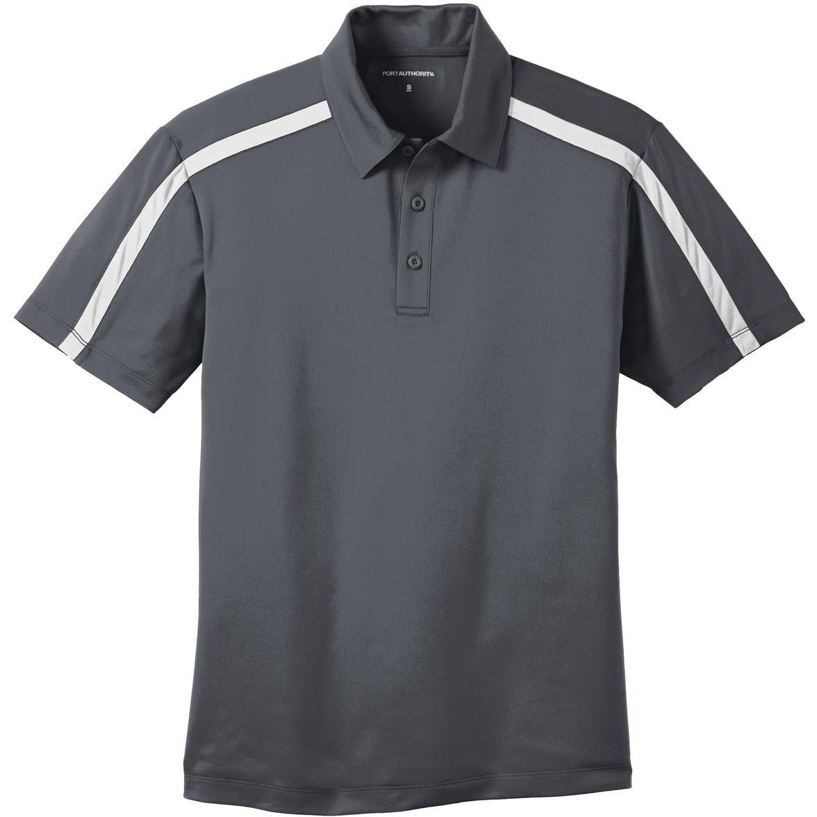 no-logo Port Authority Silk Touch Performance Colorblock Stripe-Regular-Port Authority-Steel Grey/White-S-Thread Logic