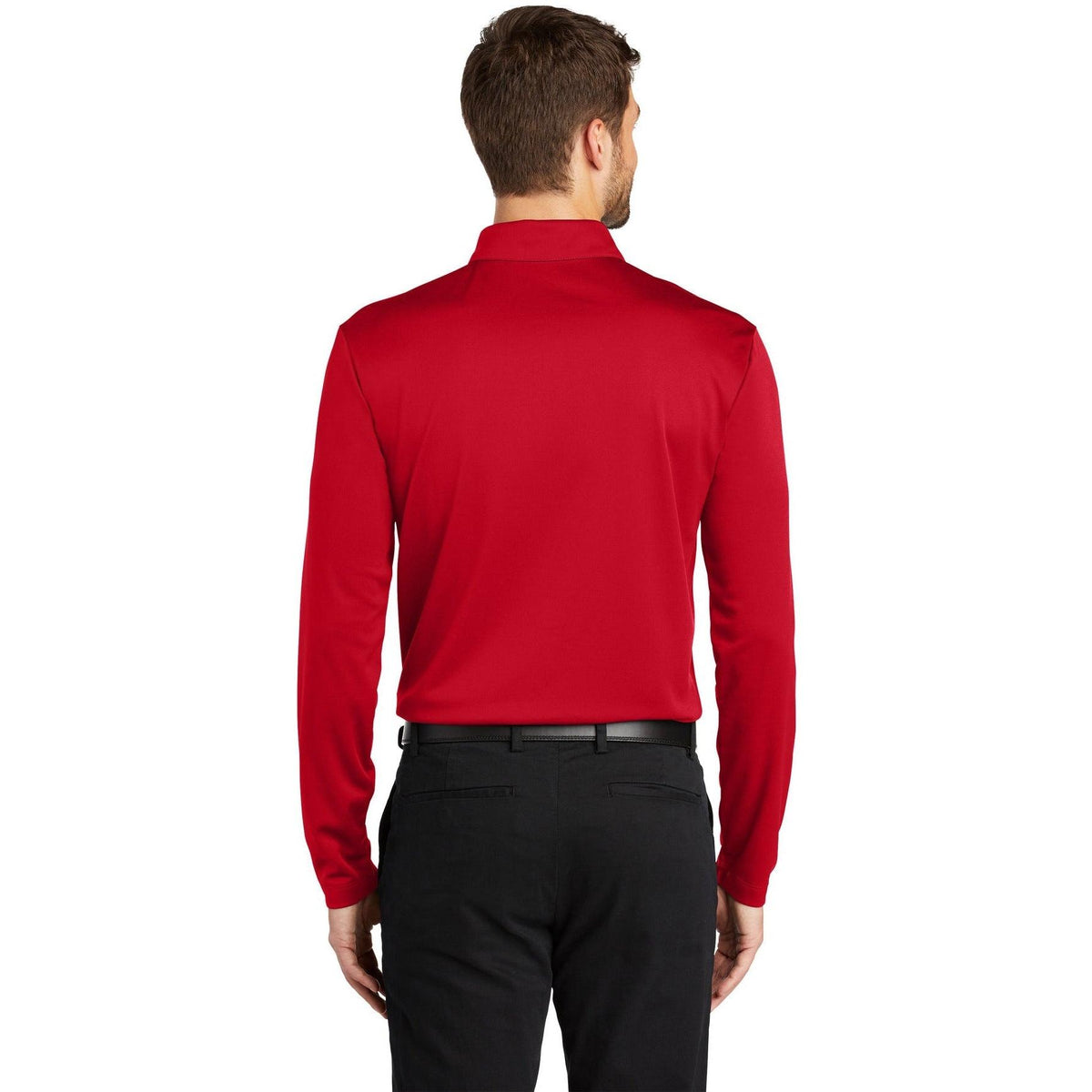 no-logo Port Authority Silk Touch Performance Long Sleeve Polo-Polos-Port Authority-Thread Logic