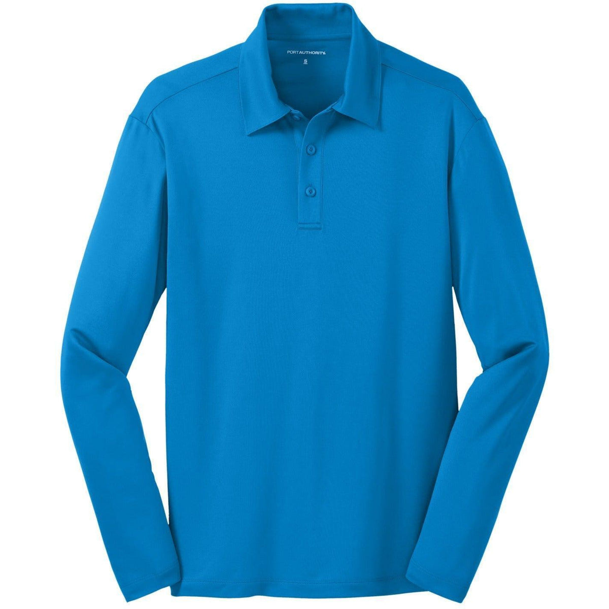 no-logo Port Authority Silk Touch Performance Long Sleeve Polo-Polos-Port Authority-Brilliant Blue-S-Thread Logic