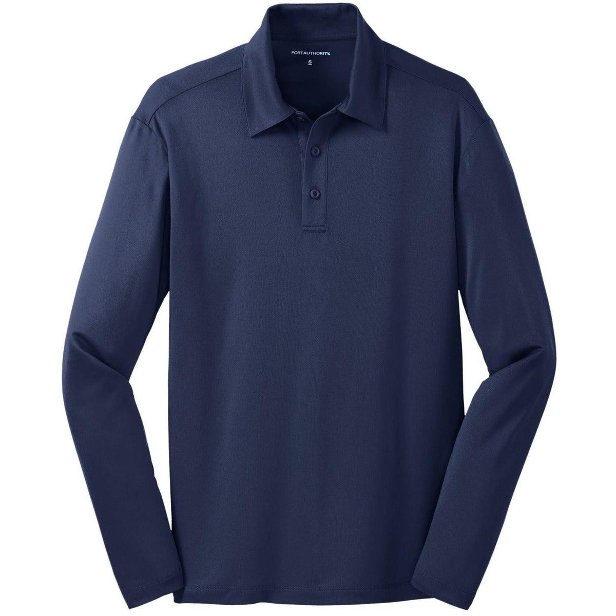 no-logo Port Authority Silk Touch Performance Long Sleeve Polo-Polos-Port Authority-Navy-S-Thread Logic