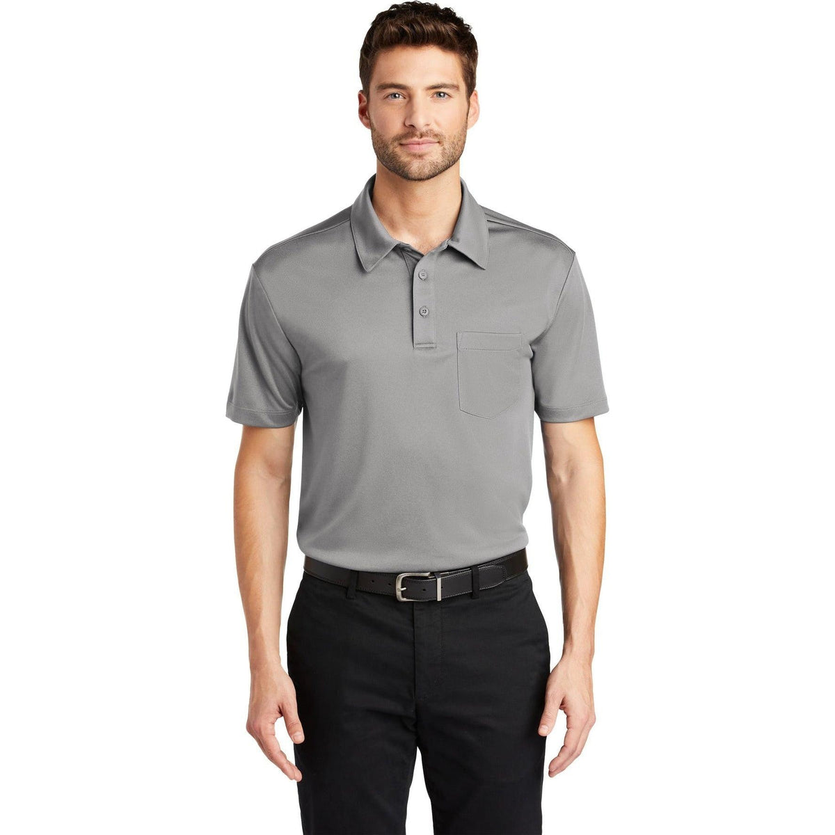 no-logo Port Authority Silk Touch Performance Pocket Polo-Regular-Port Authority-Thread Logic