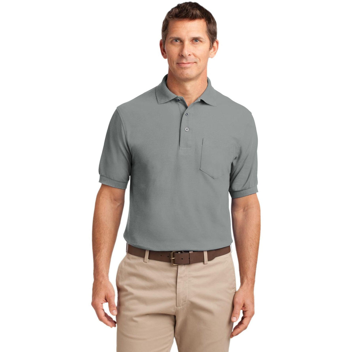 no-logo Port Authority Silk Touch Polo Shirt with Pocket-Regular-Port Authority-Thread Logic
