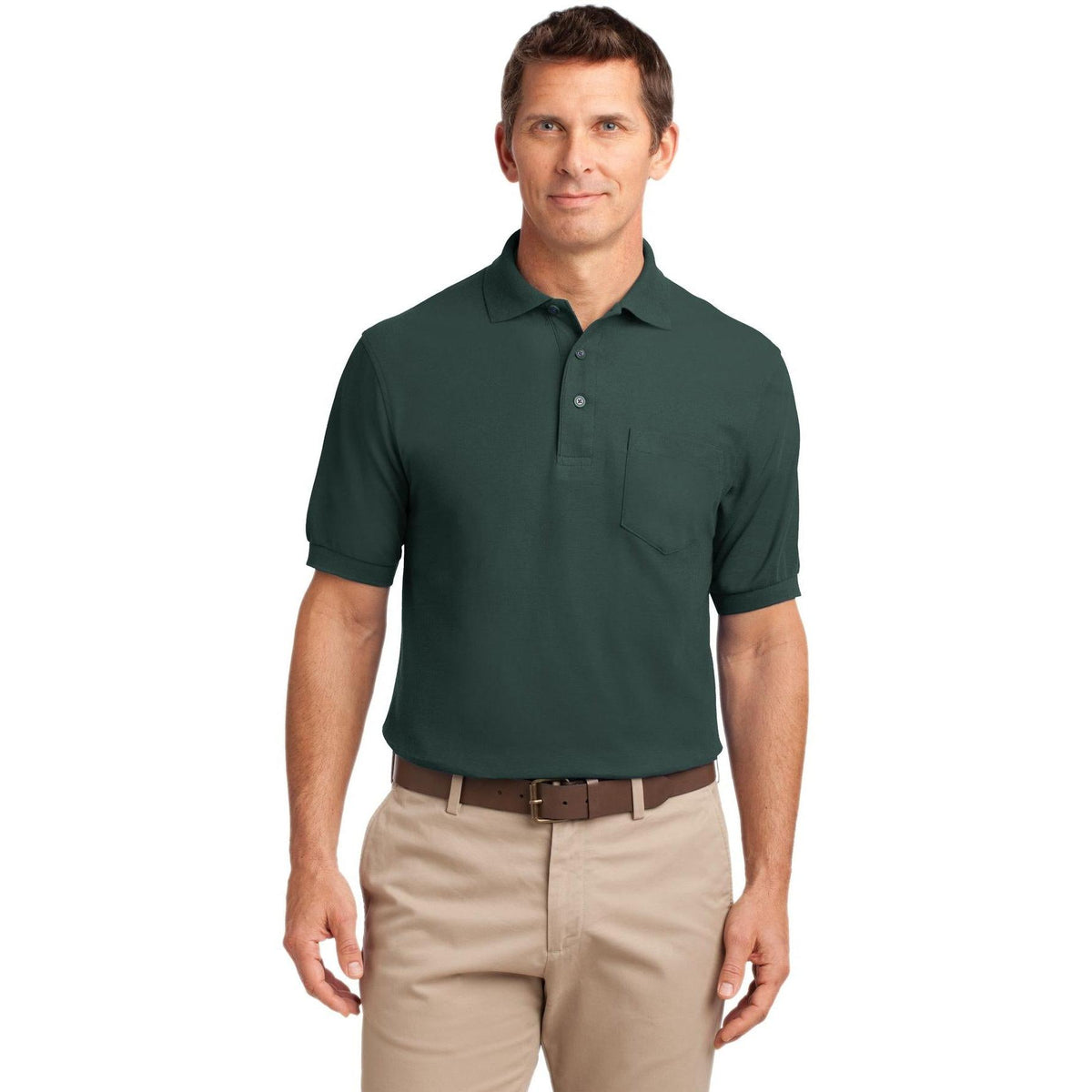 no-logo Port Authority Silk Touch Polo Shirt with Pocket-Regular-Port Authority-Thread Logic
