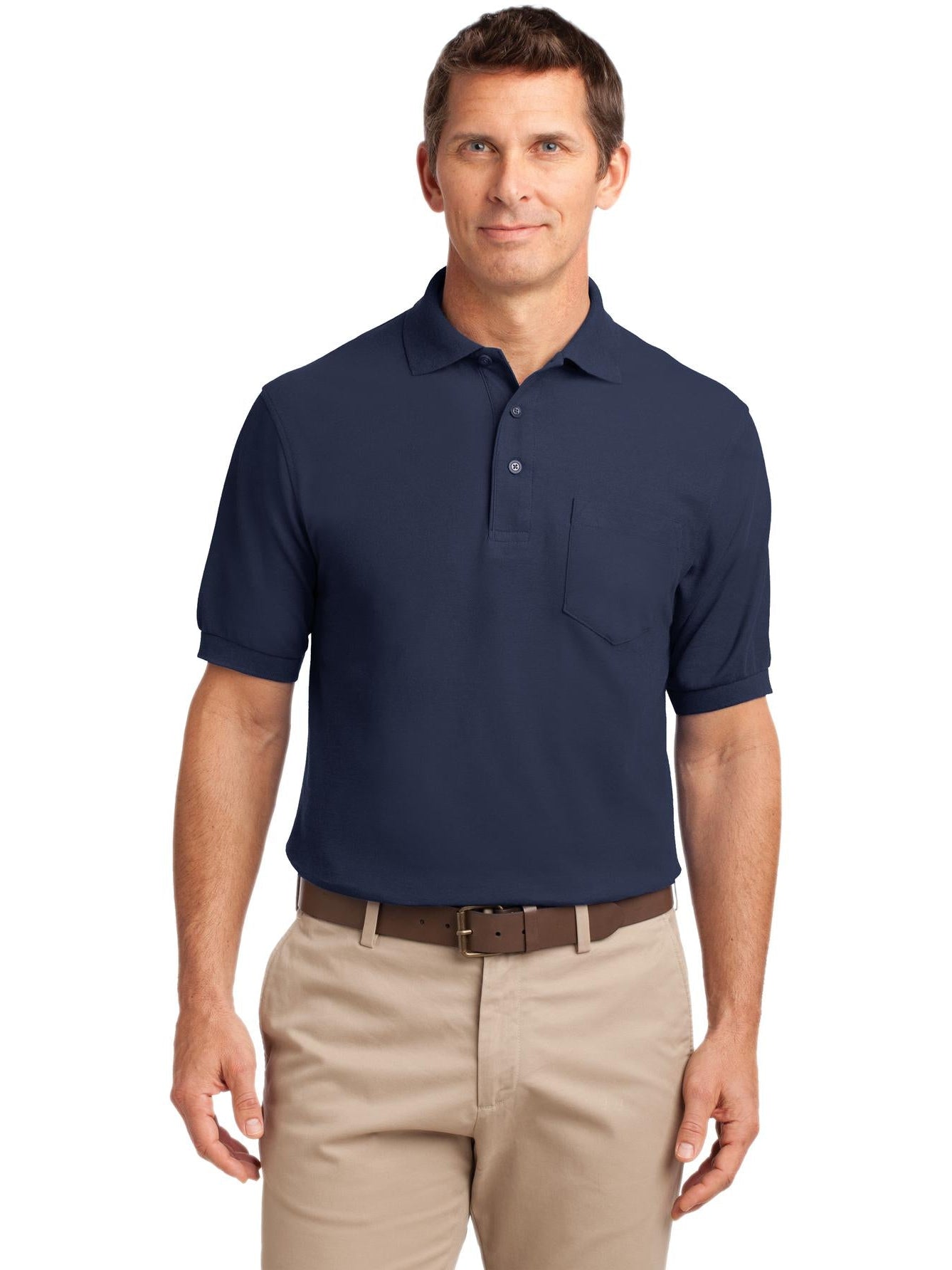 no-logo Port Authority Silk Touch Polo Shirt with Pocket-Regular-Port Authority-Thread Logic