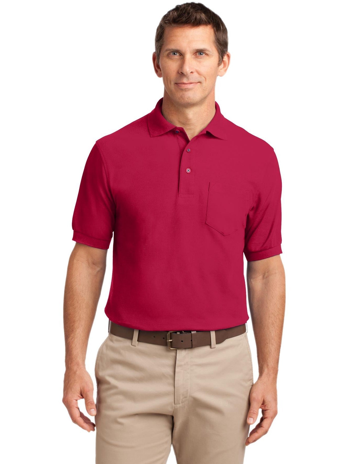 no-logo Port Authority Silk Touch Polo Shirt with Pocket-Regular-Port Authority-Thread Logic