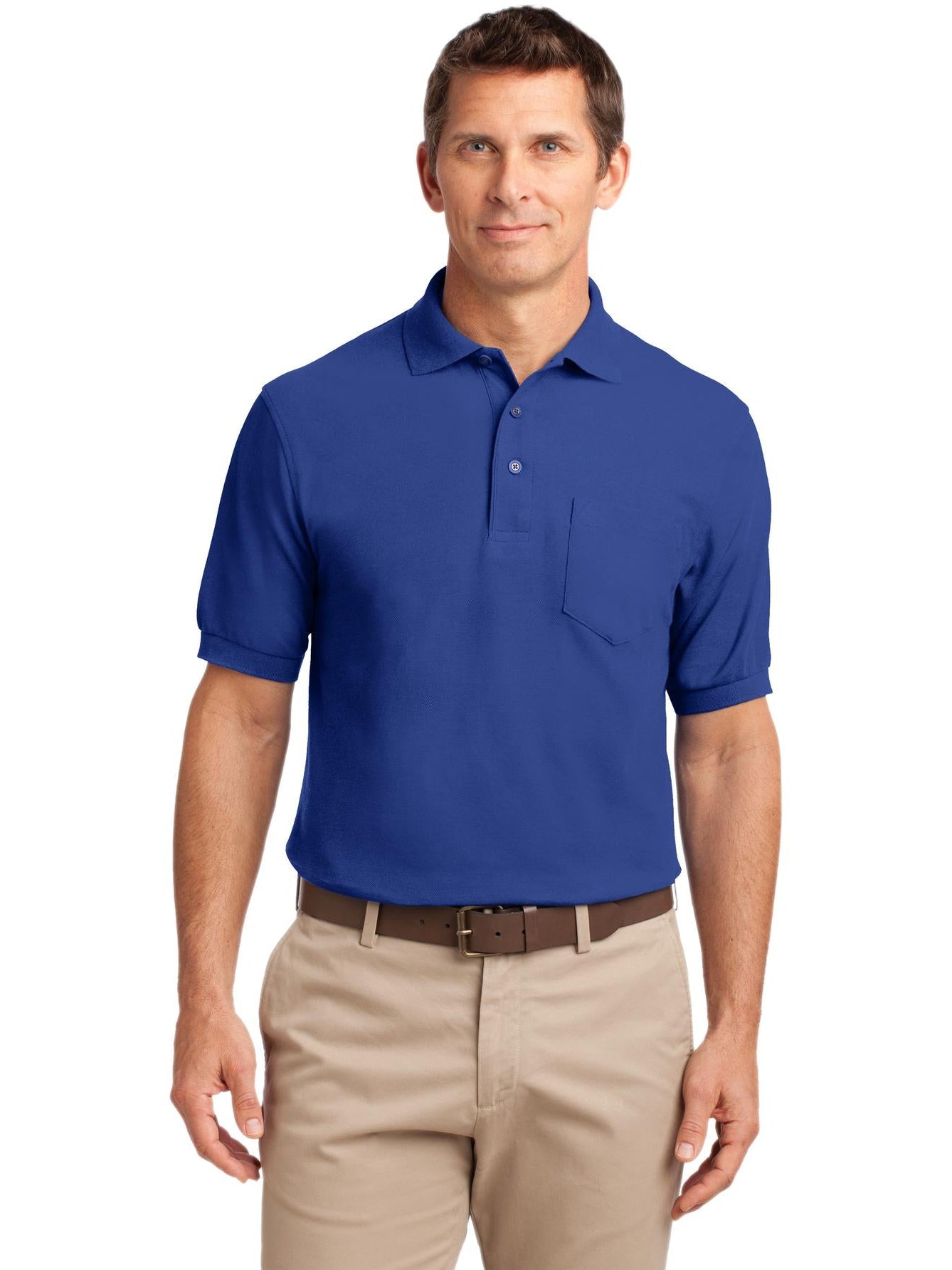 no-logo Port Authority Silk Touch Polo Shirt with Pocket-Regular-Port Authority-Thread Logic