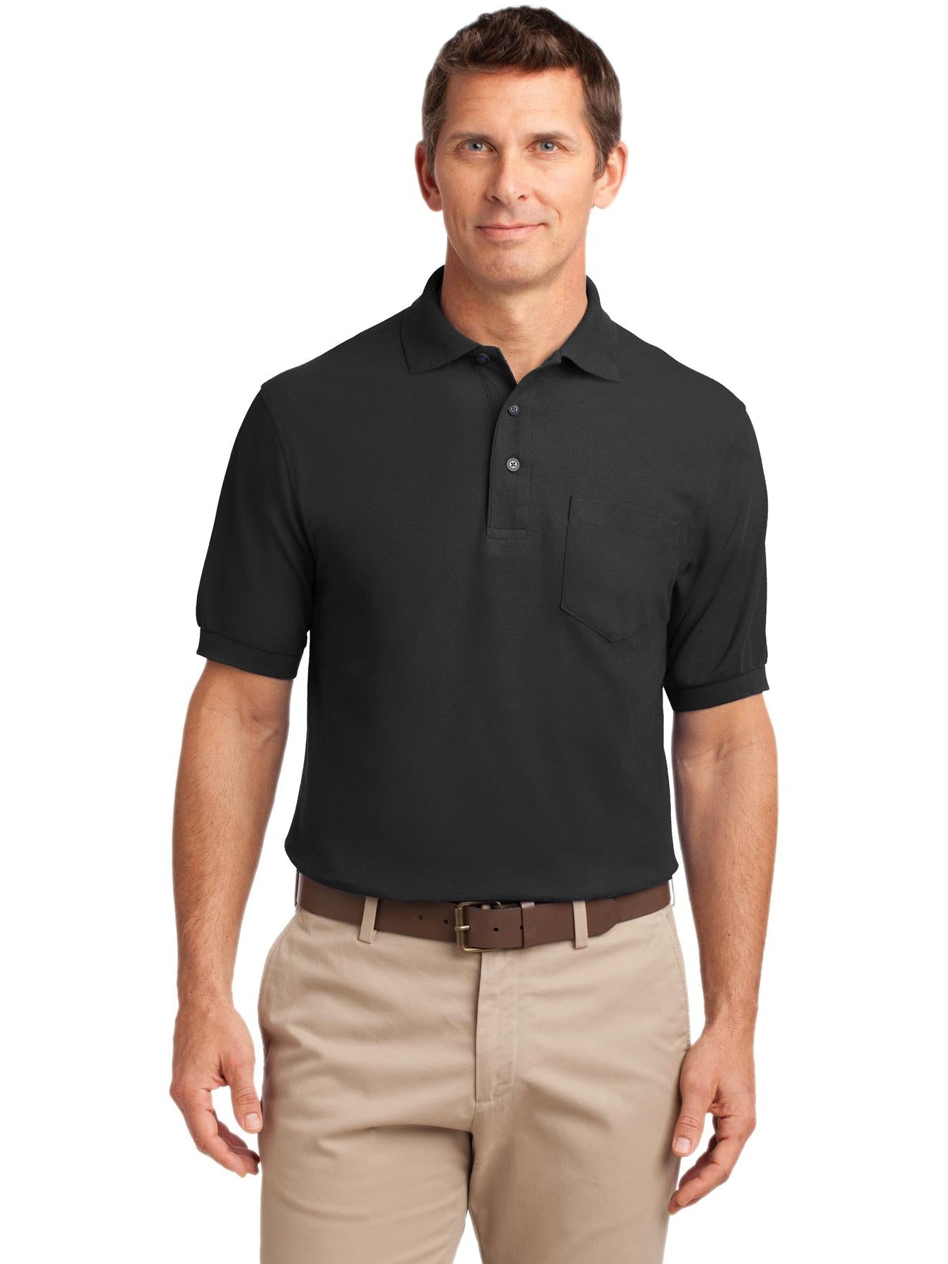 no-logo Port Authority Silk Touch Polo Shirt with Pocket-Regular-Port Authority-Thread Logic