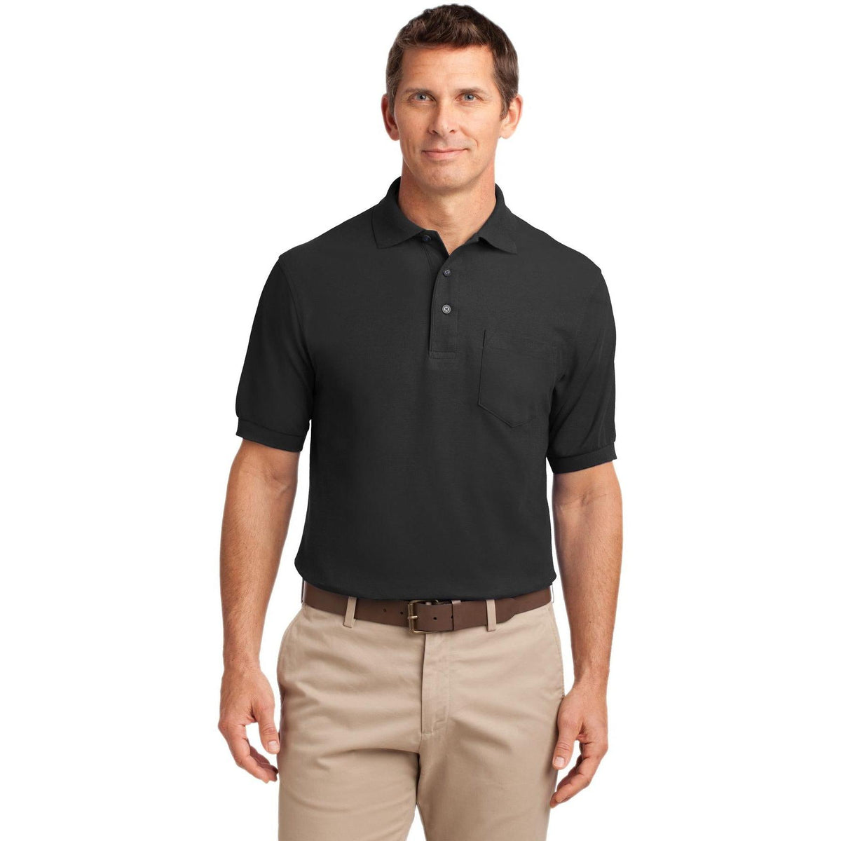 no-logo Port Authority Silk Touch Polo Shirt with Pocket-Regular-Port Authority-Thread Logic