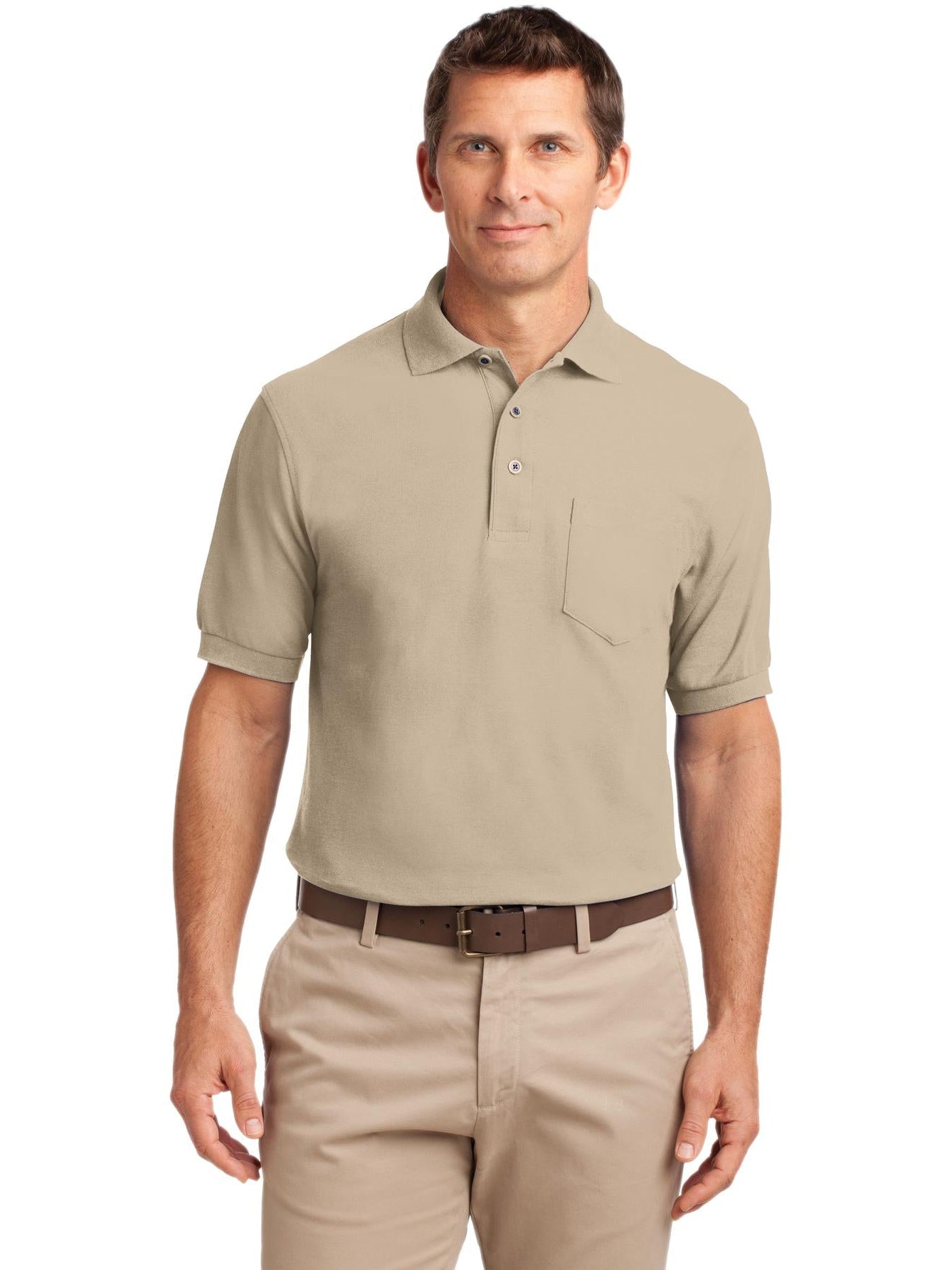 no-logo Port Authority Silk Touch Polo Shirt with Pocket-Regular-Port Authority-Thread Logic