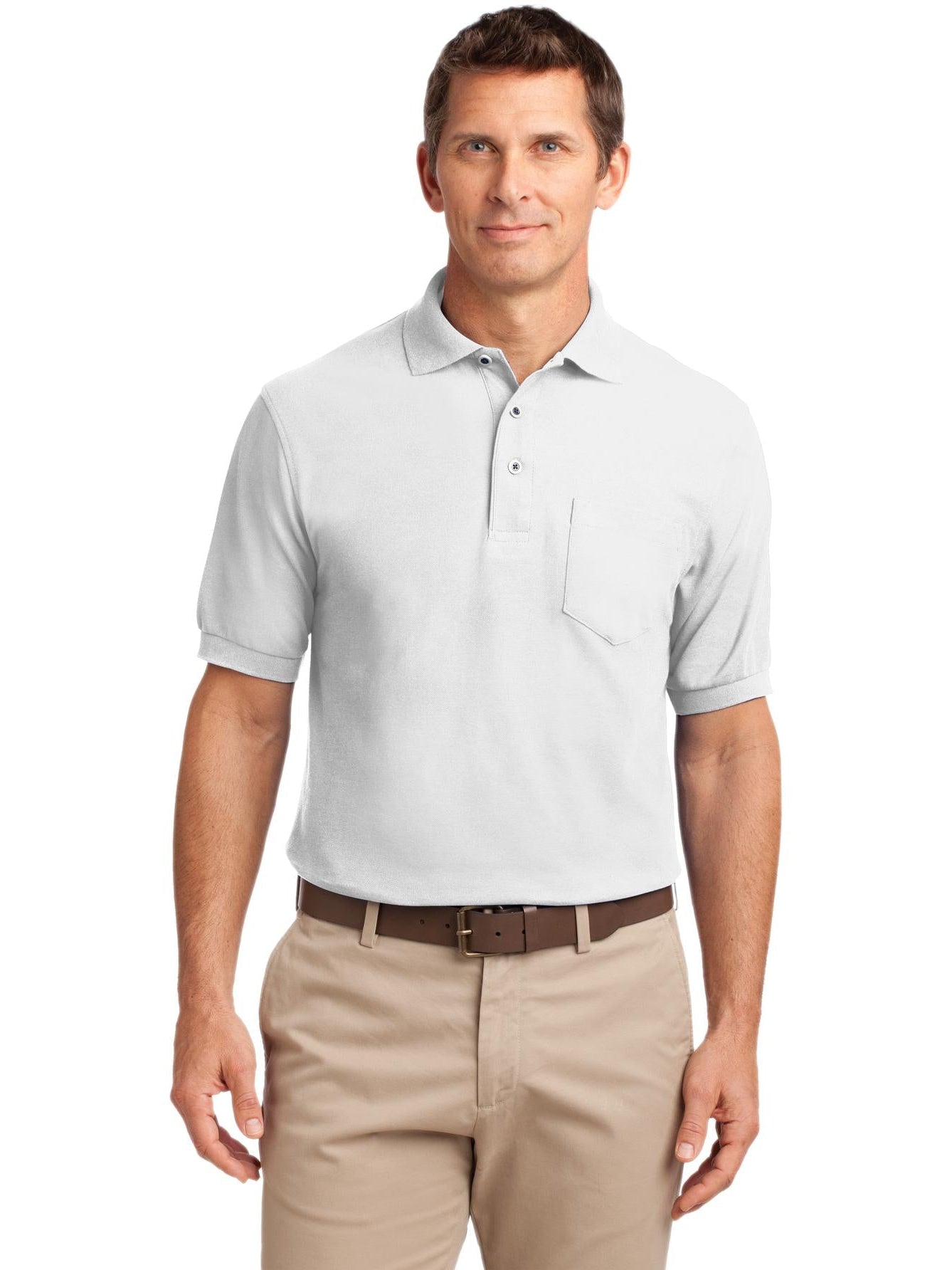 no-logo Port Authority Silk Touch Polo Shirt with Pocket-Regular-Port Authority-Thread Logic