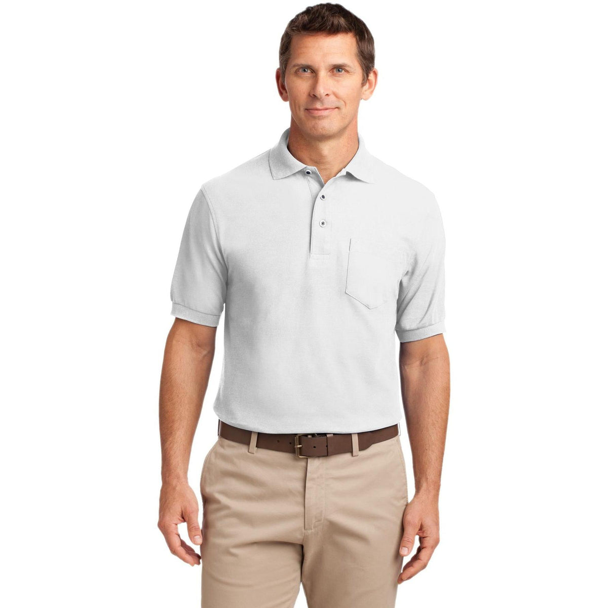no-logo Port Authority Silk Touch Polo Shirt with Pocket-Regular-Port Authority-Thread Logic