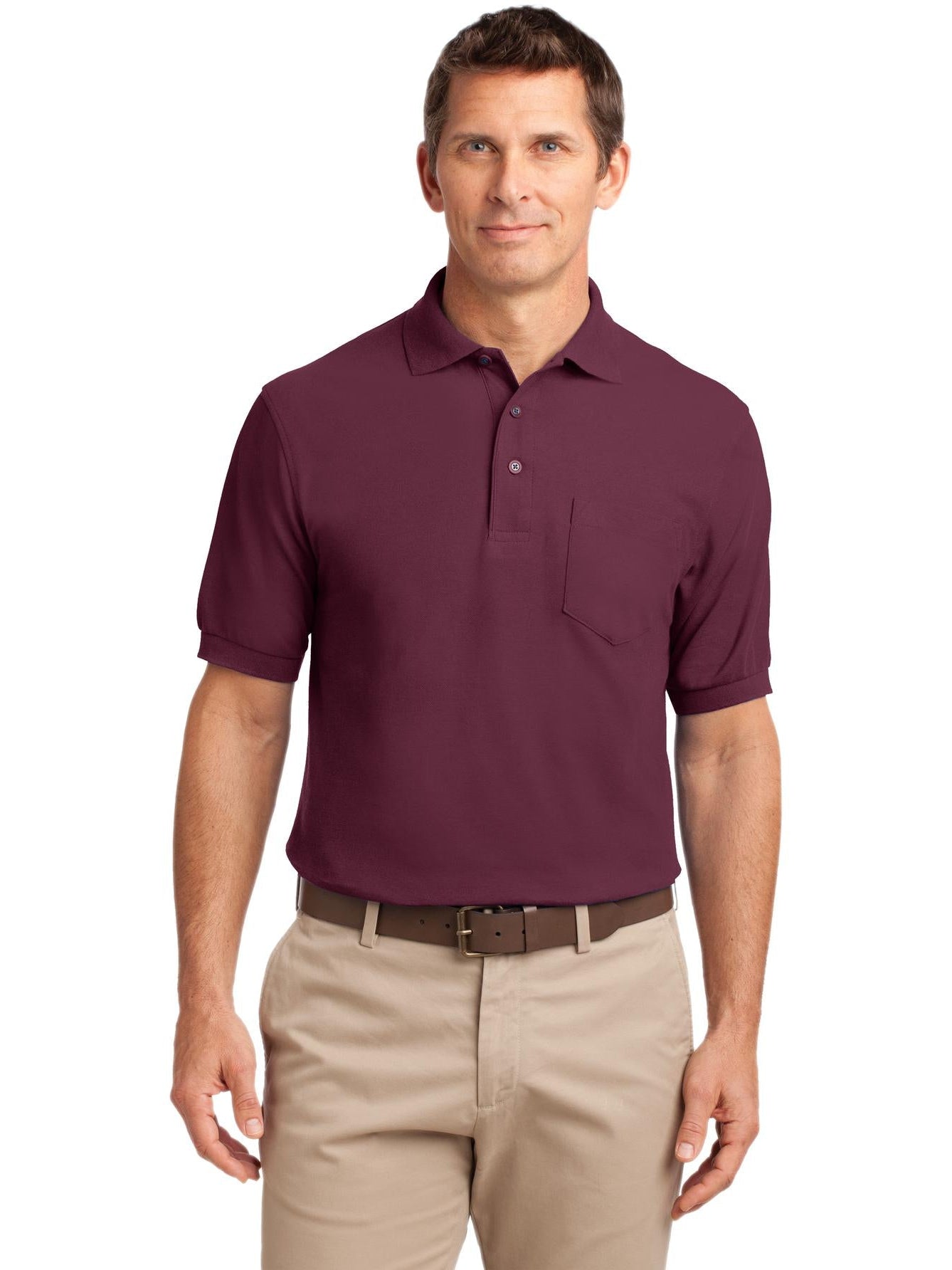 no-logo Port Authority Silk Touch Polo Shirt with Pocket-Regular-Port Authority-Thread Logic
