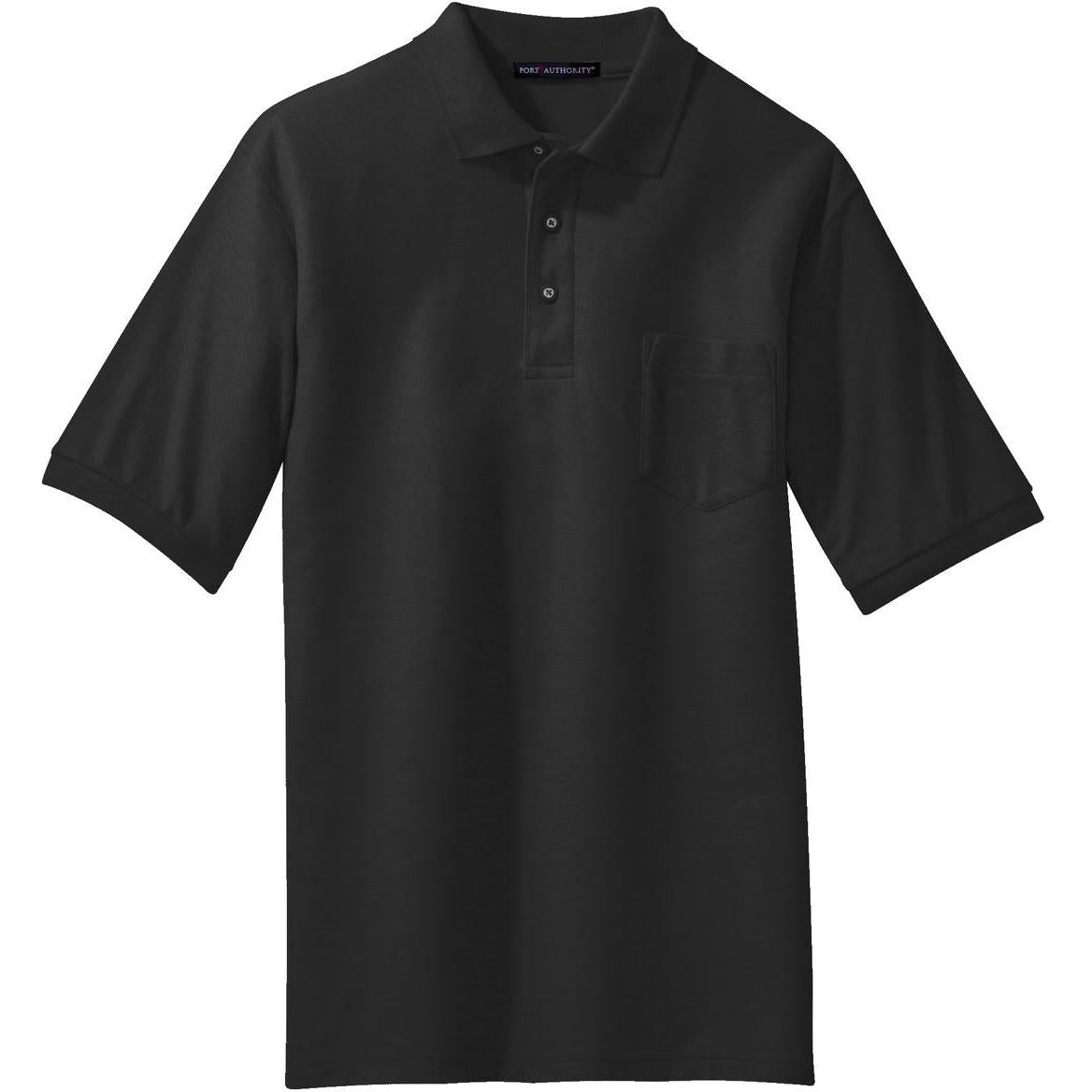 no-logo Port Authority Silk Touch Polo Shirt with Pocket-Regular-Port Authority-Black-S-Thread Logic