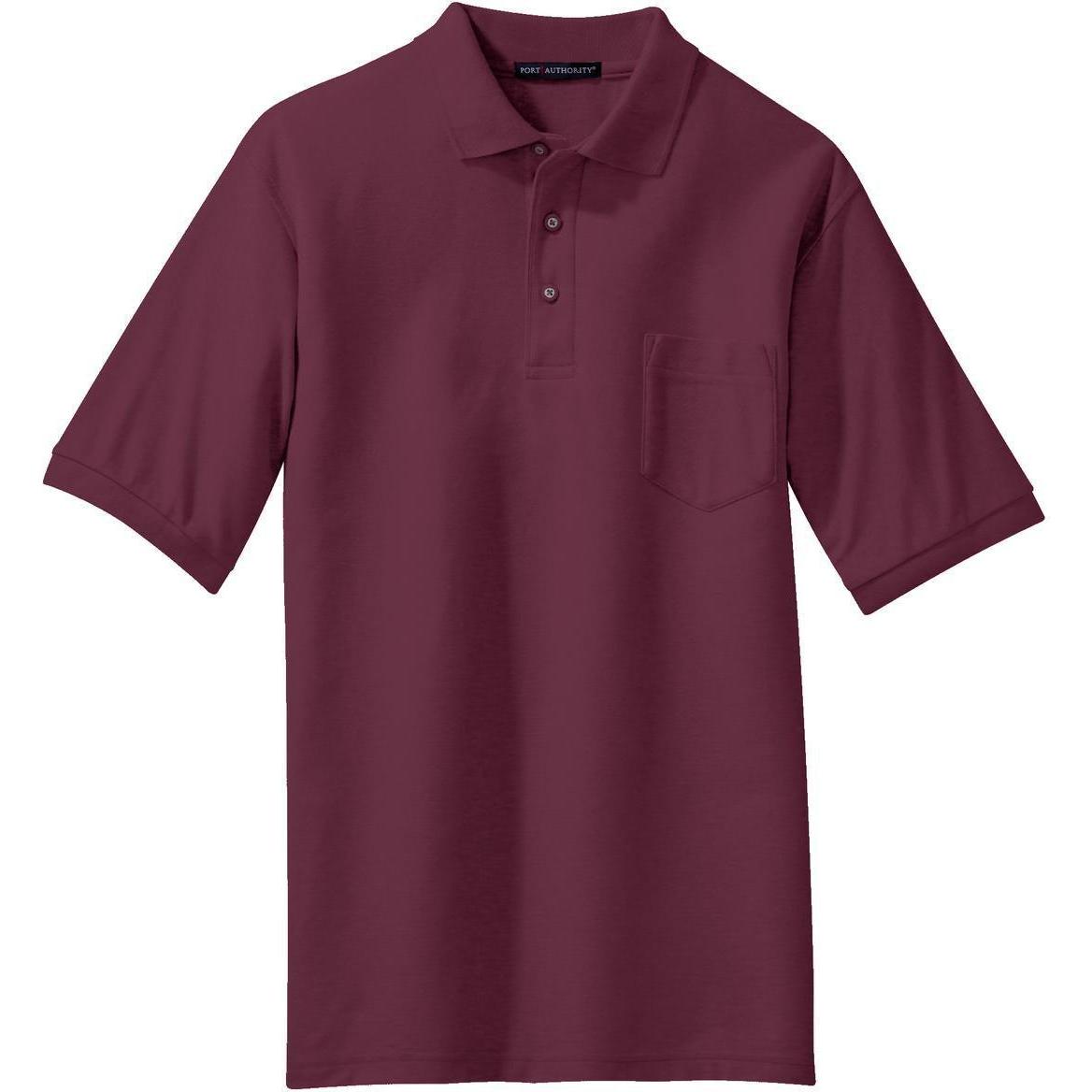 no-logo Port Authority Silk Touch Polo Shirt with Pocket-Regular-Port Authority-Burgundy-S-Thread Logic